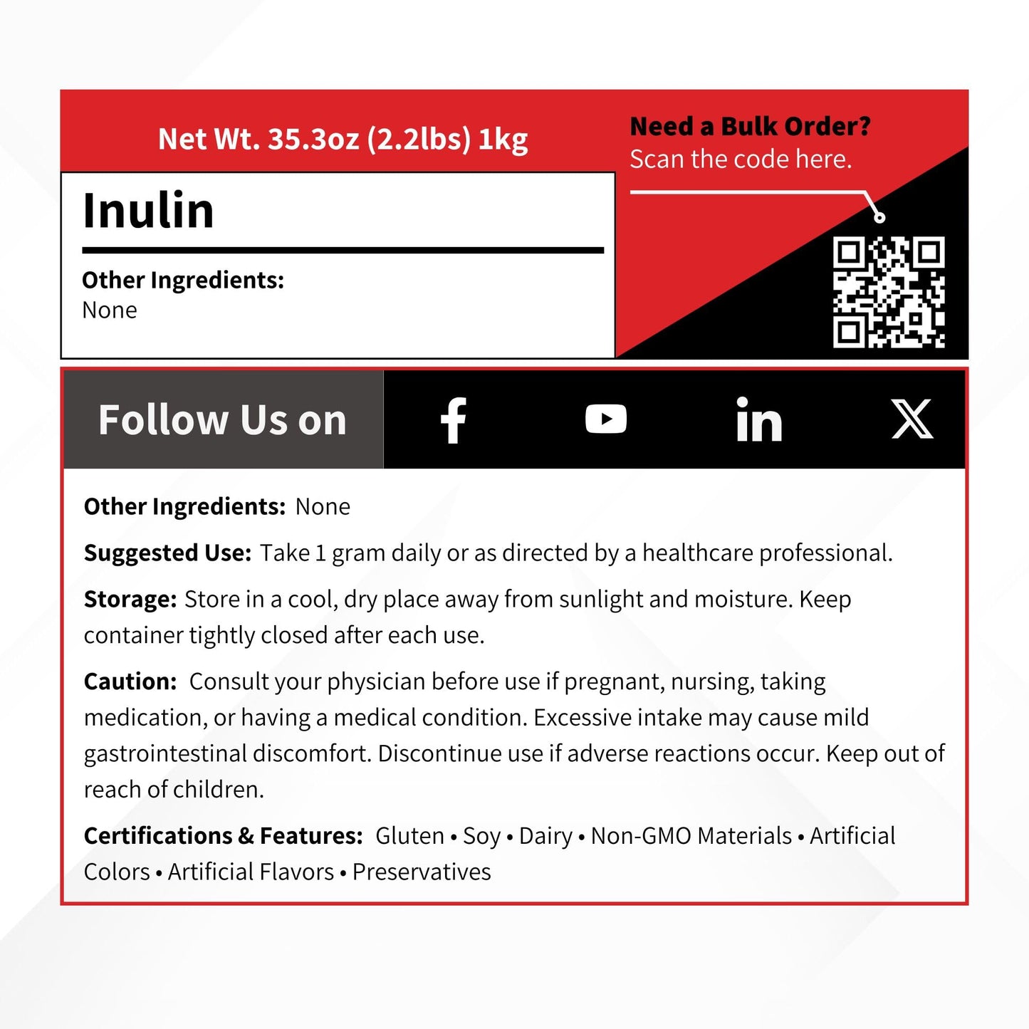 Vivion Inulin Powder 35.27 oz