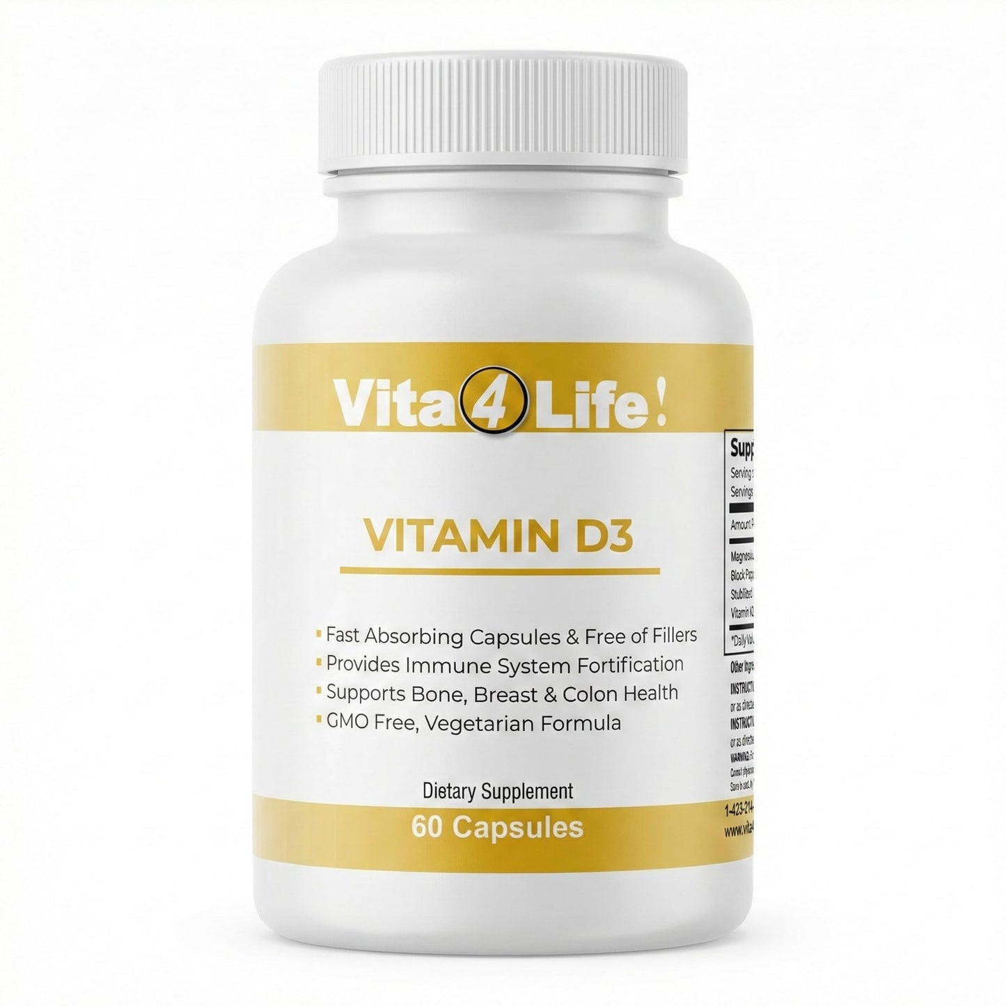 Vita4Life Vitamin D3 with K2 & Magnesium Capsules, 90 Count