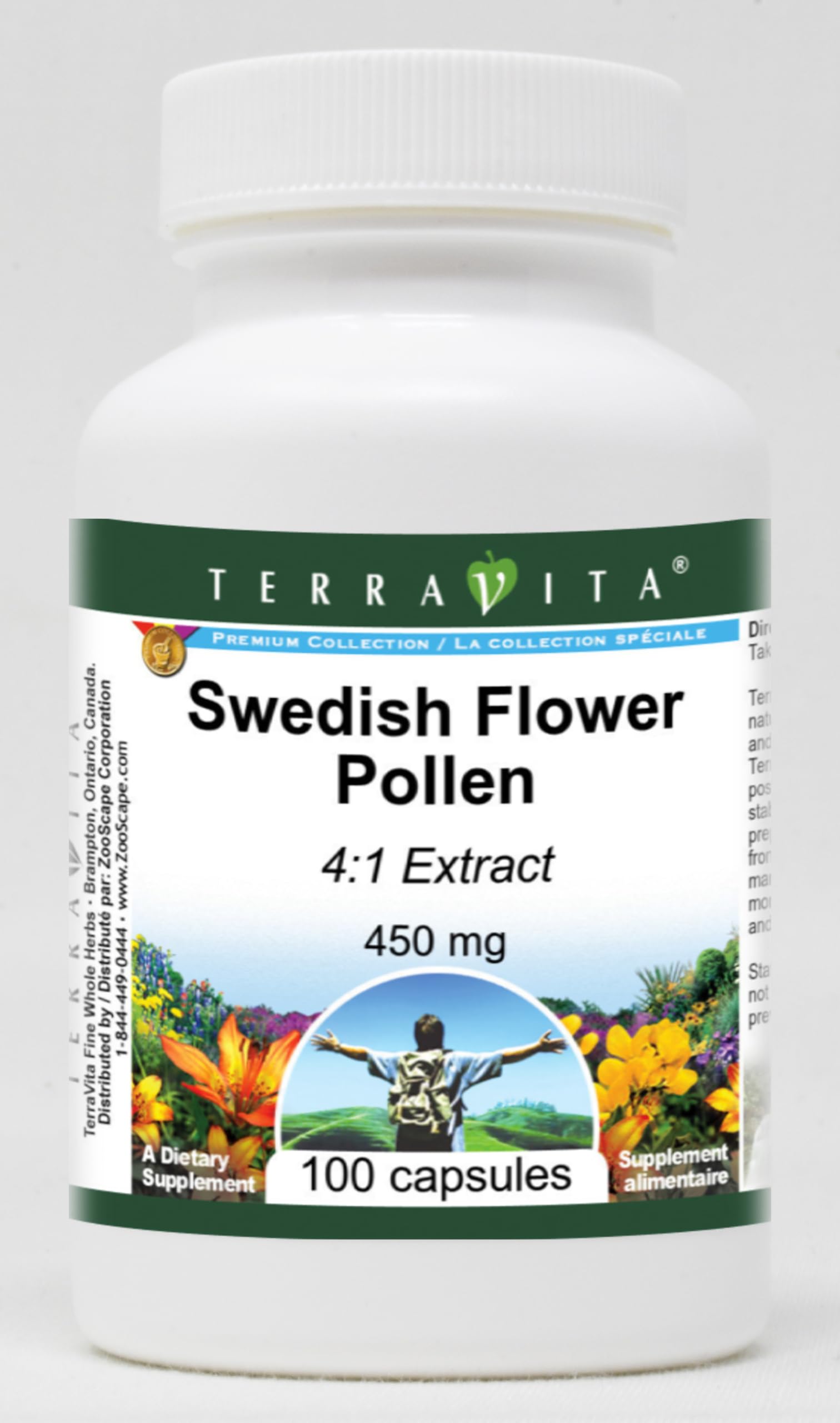Terravita Swedish Flower Pollen 4:1-450 mg Capsules, 300 Count