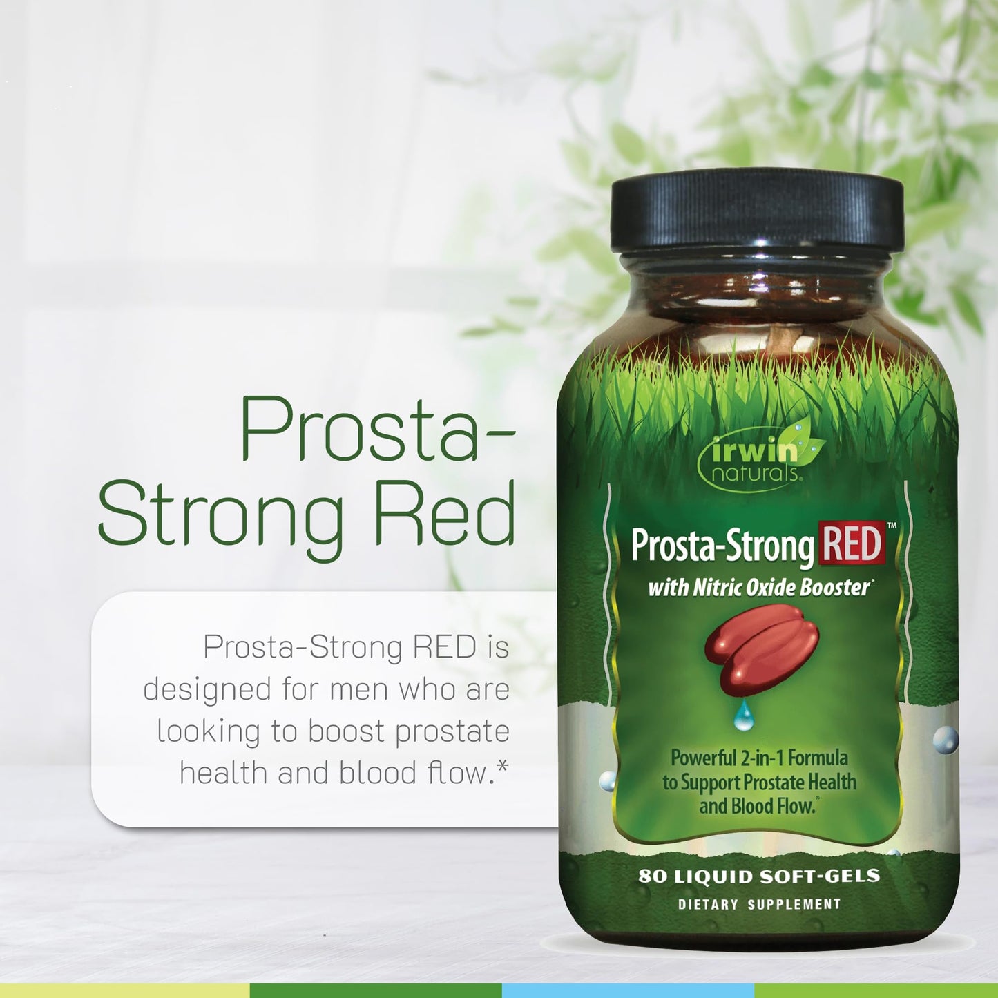 Irwin Naturals Prosta-Strong RED with Nitric Oxide Boosters, Saw Palmetto, Lycopene, Pumpkin Seed & More - Prostate Health Supplements for Men Softgel 1