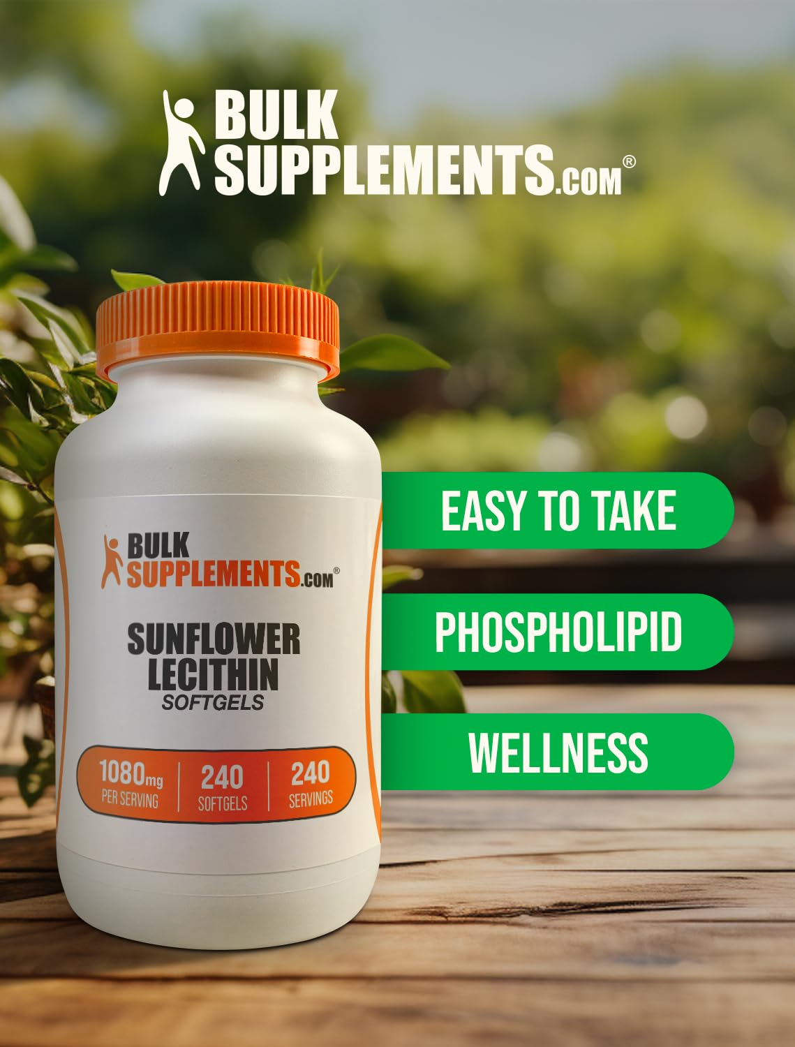 BulkSupplements Sunflower Lecithin Softgels, 240 Count