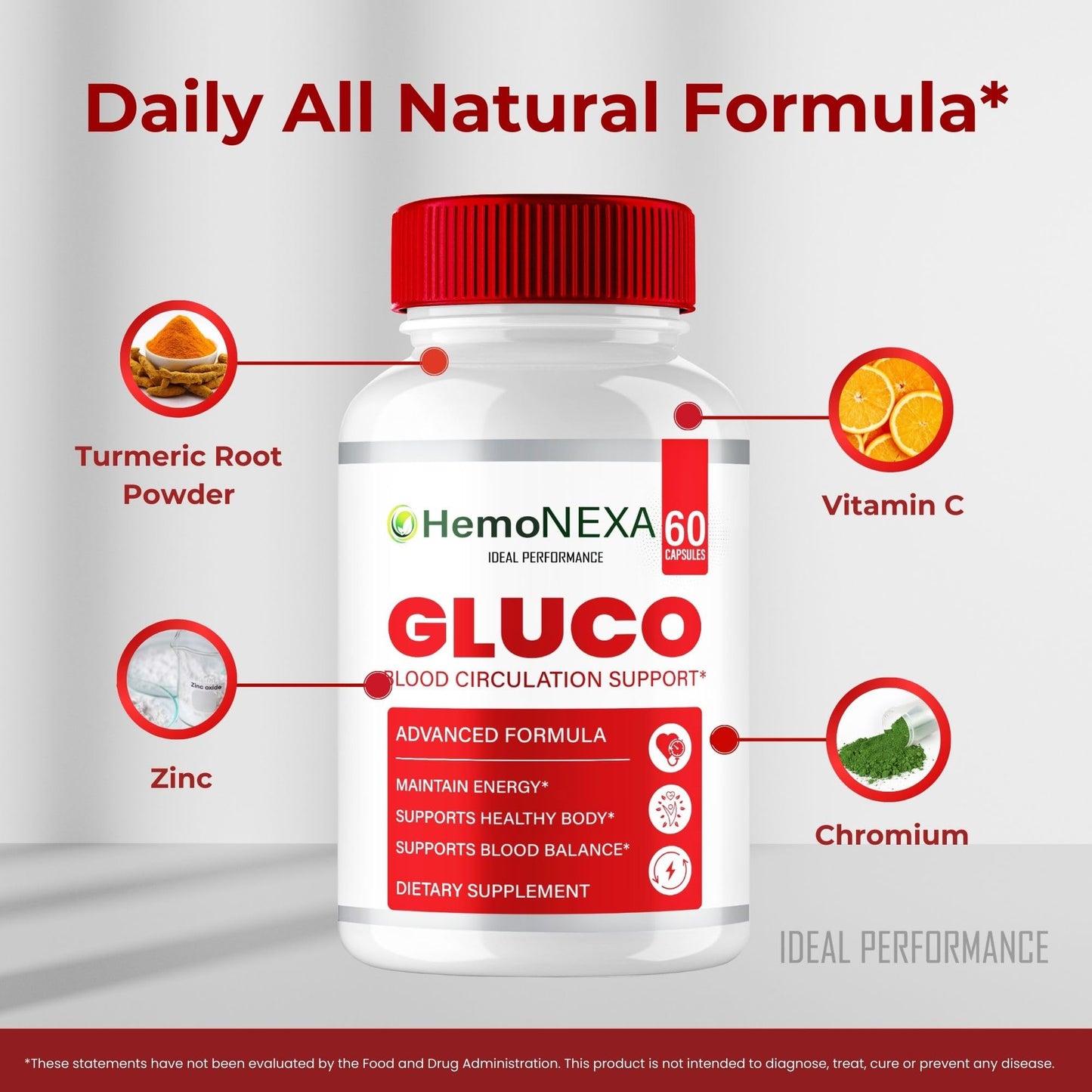 IDEAL PERFORMANCE Hemonexa Gluco Blood Optimizer Capsules 60 Count