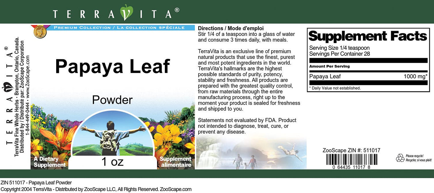 Terravita Papaya Leaf Powder 1 Ounce