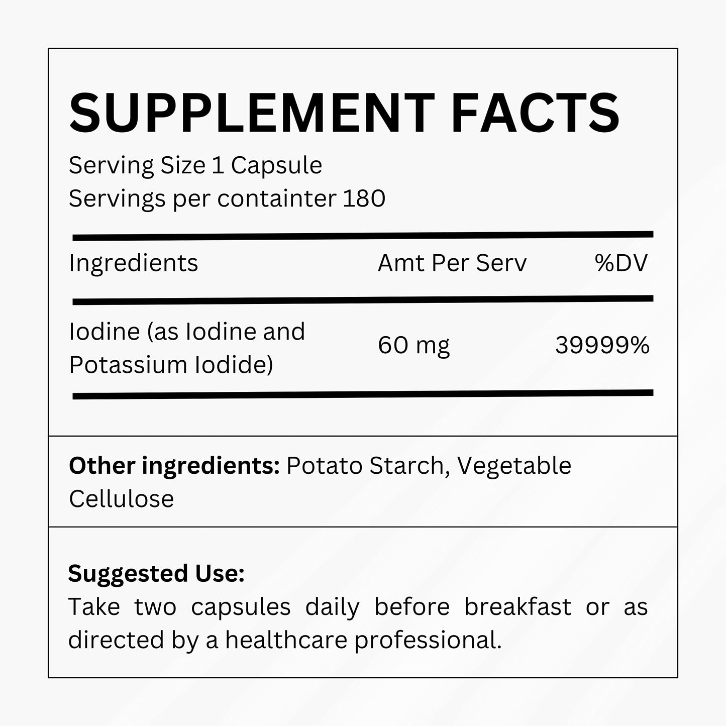 NYOUTROPICS Nootropic Iodine Supplement Capsules, 180 Count