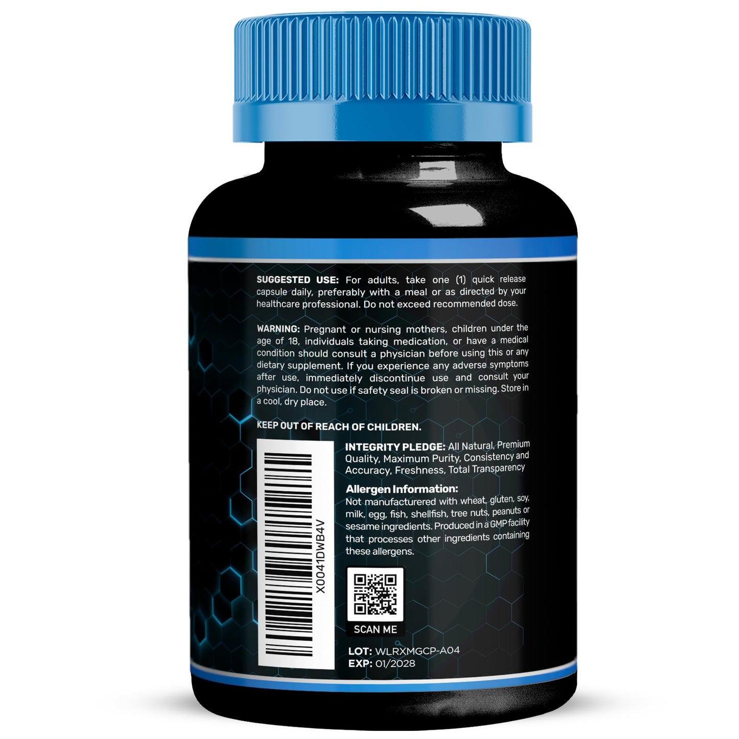 WELLNESS LABSRX Magnesium Glycinate 750mg Capsule, 120 Count