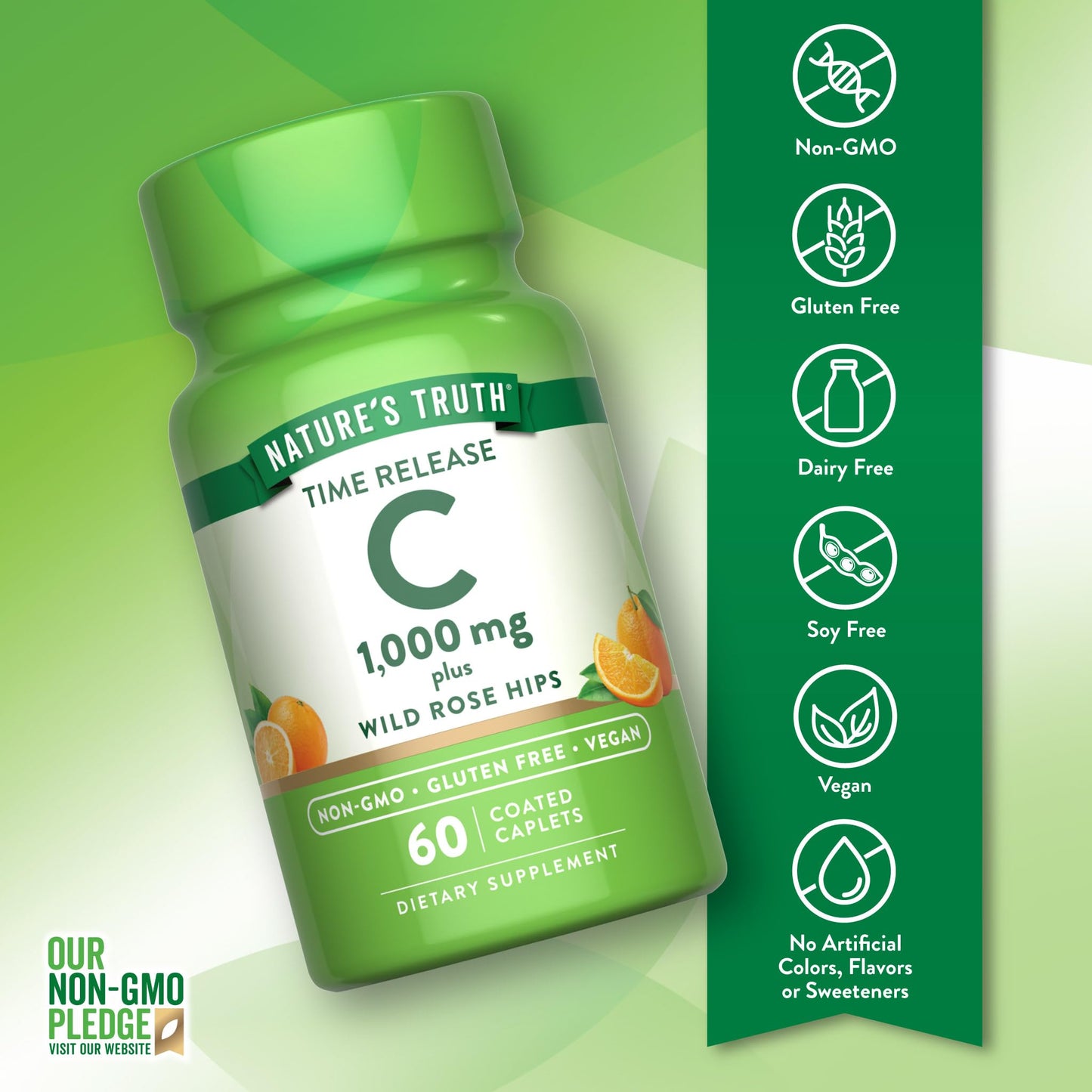 Nature's Truth Vitamin C with Rose Hips 1000mg Caplets 60
