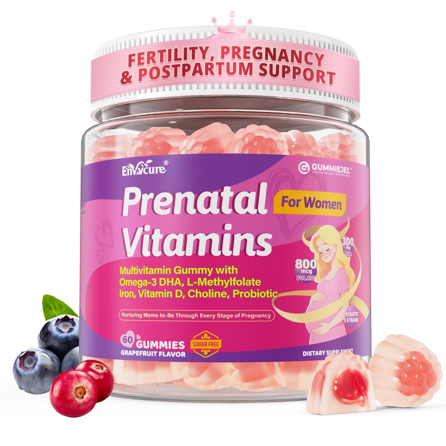 EnvyCure Prenatal Vitamins Gummies, 60 Count