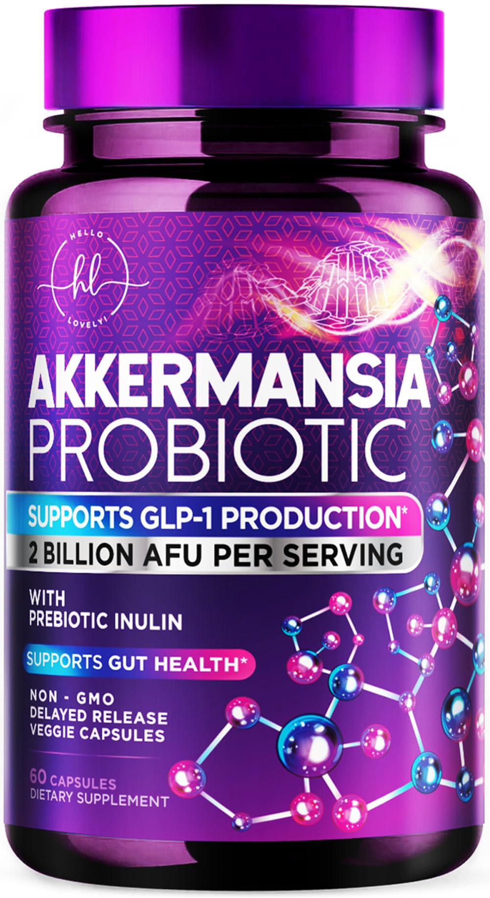 Hello Lovely! Akkermansia Probiotic Capsule, 60 Count