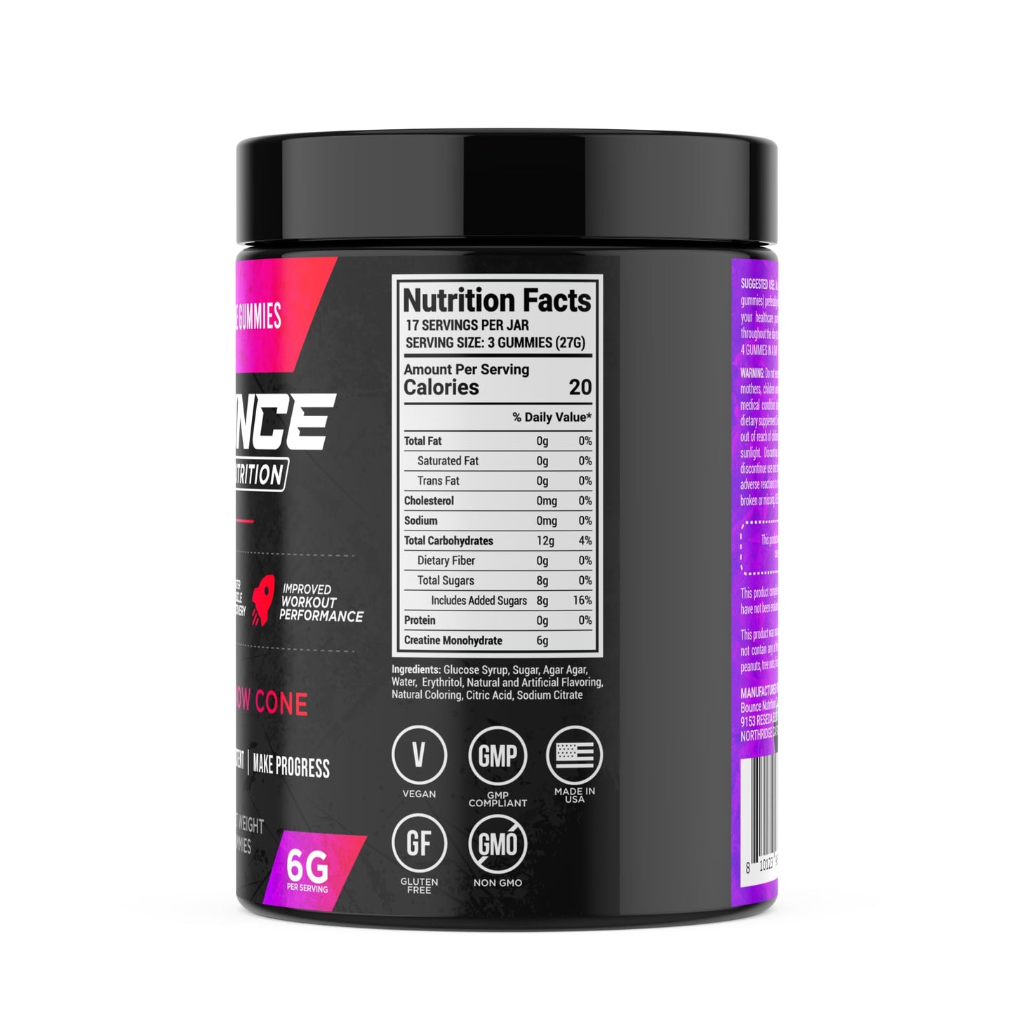 Bounce Pro Creatine Monohydrate Gummies, 51 Count