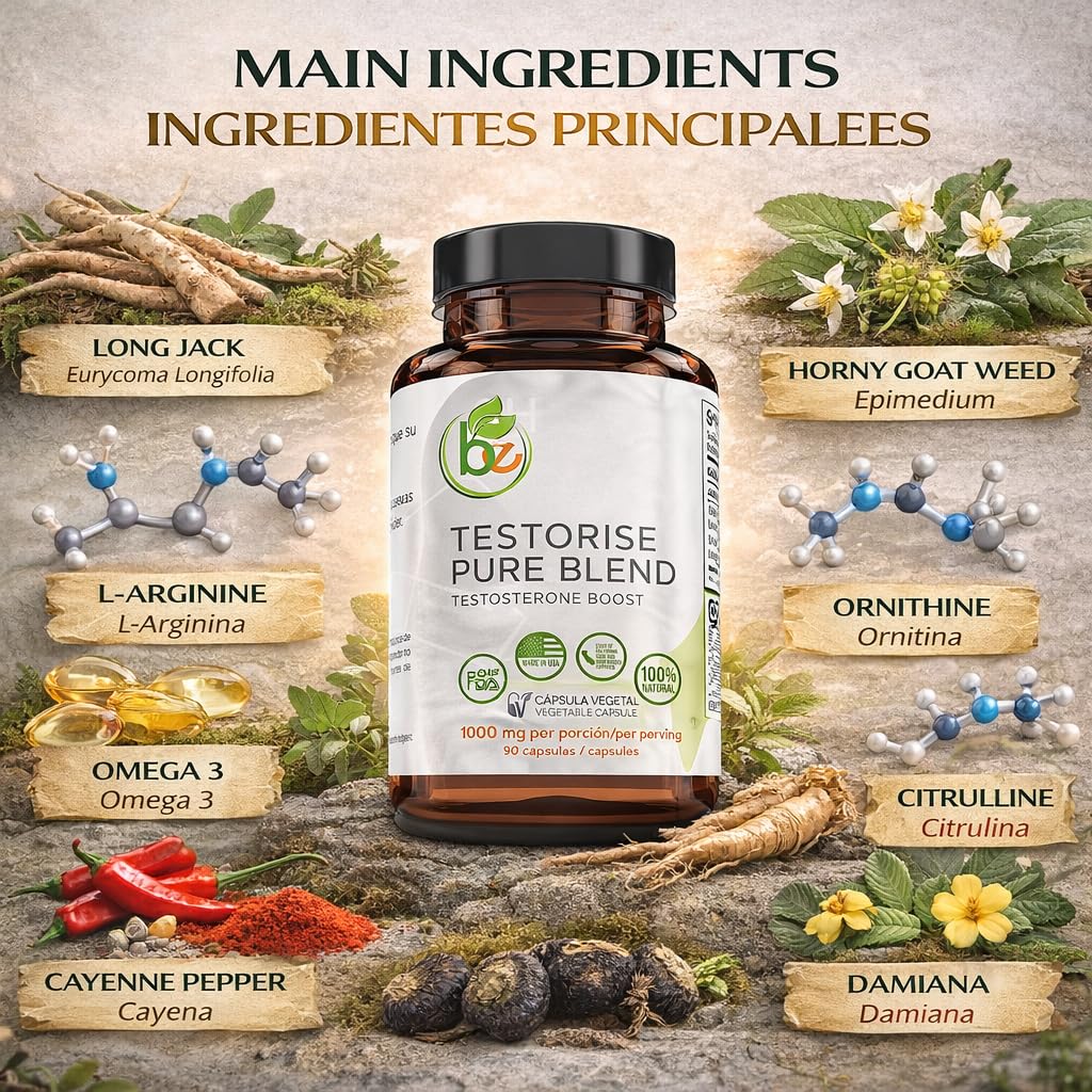 B-Experts Alpha Boost TESTORISE Men’s Vitality & Endurance Formula Veggie Capsules, 90 Count