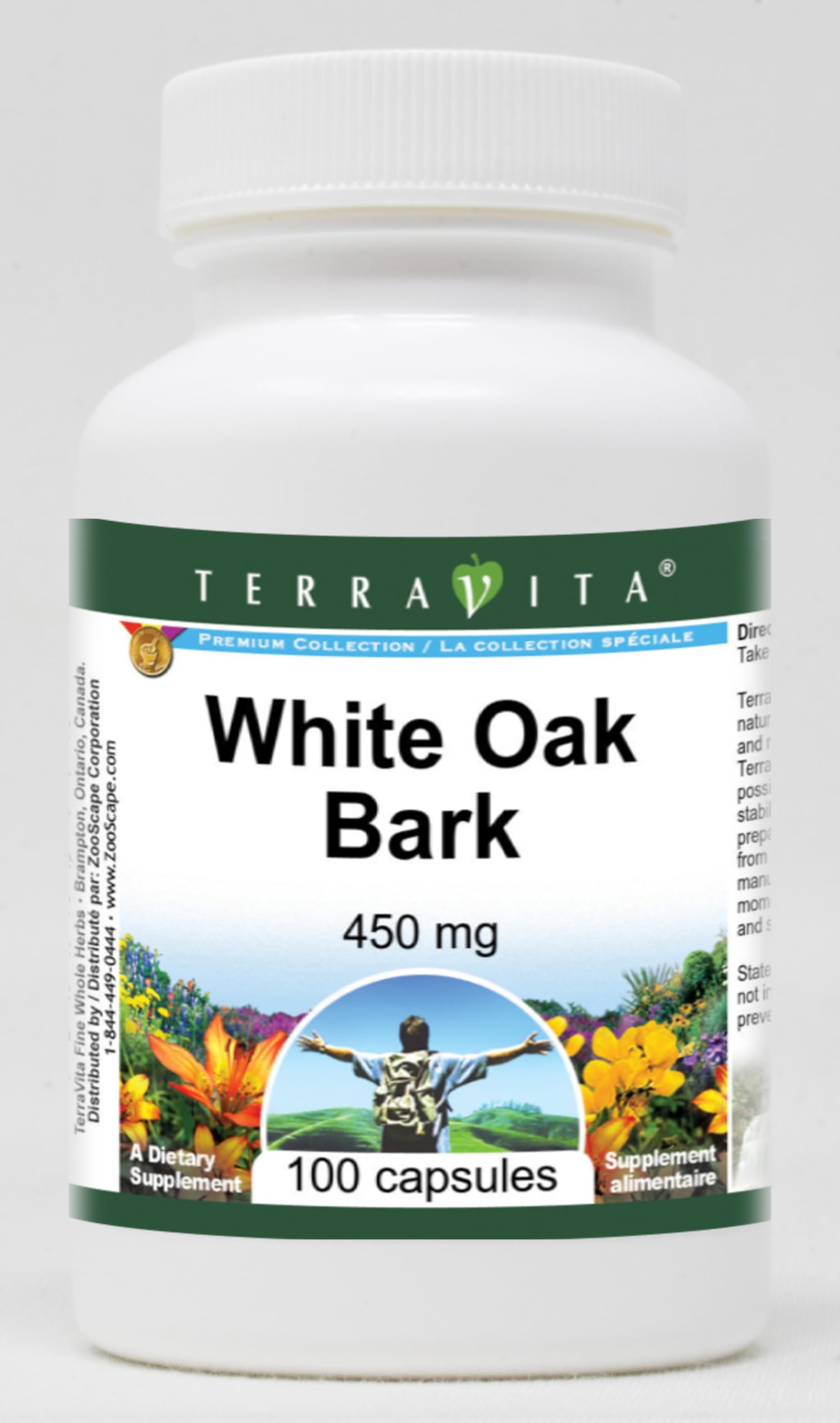 Terravita White Oak Bark 450 mg Capsules, 300 Count