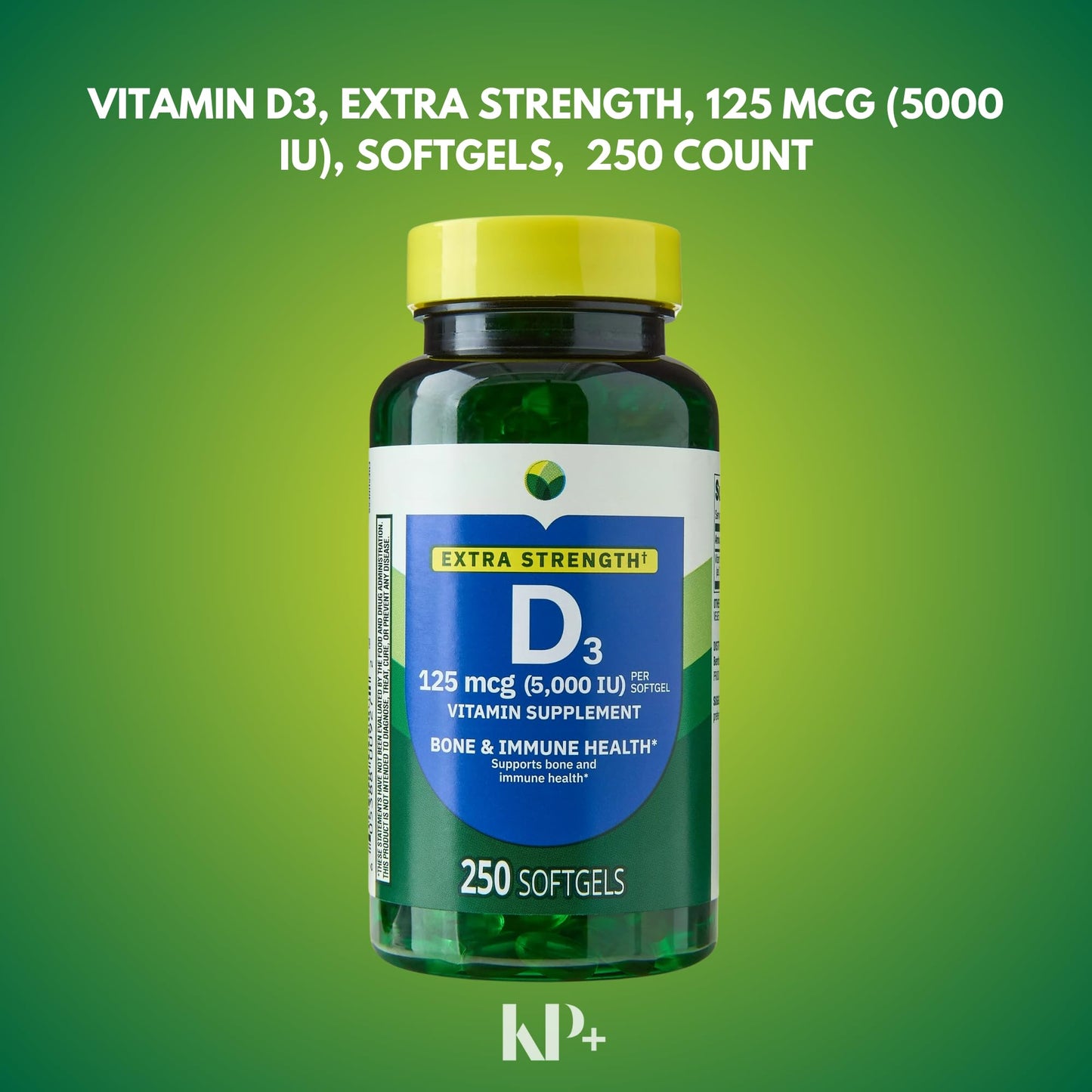 KP+ Vitamin D3 125 mcg (5,000 IU) Softgels, 250 Count