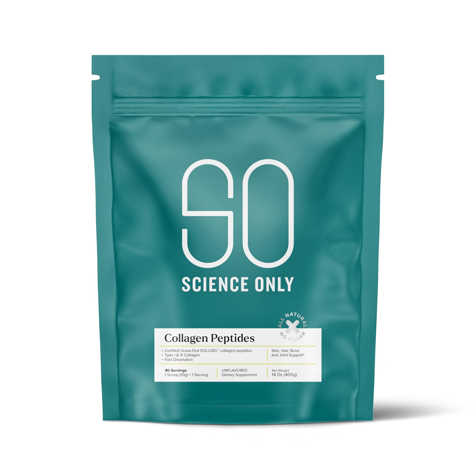 SO Science Only Certified Grass-Fed Collagen Peptides Powder, 14 oz