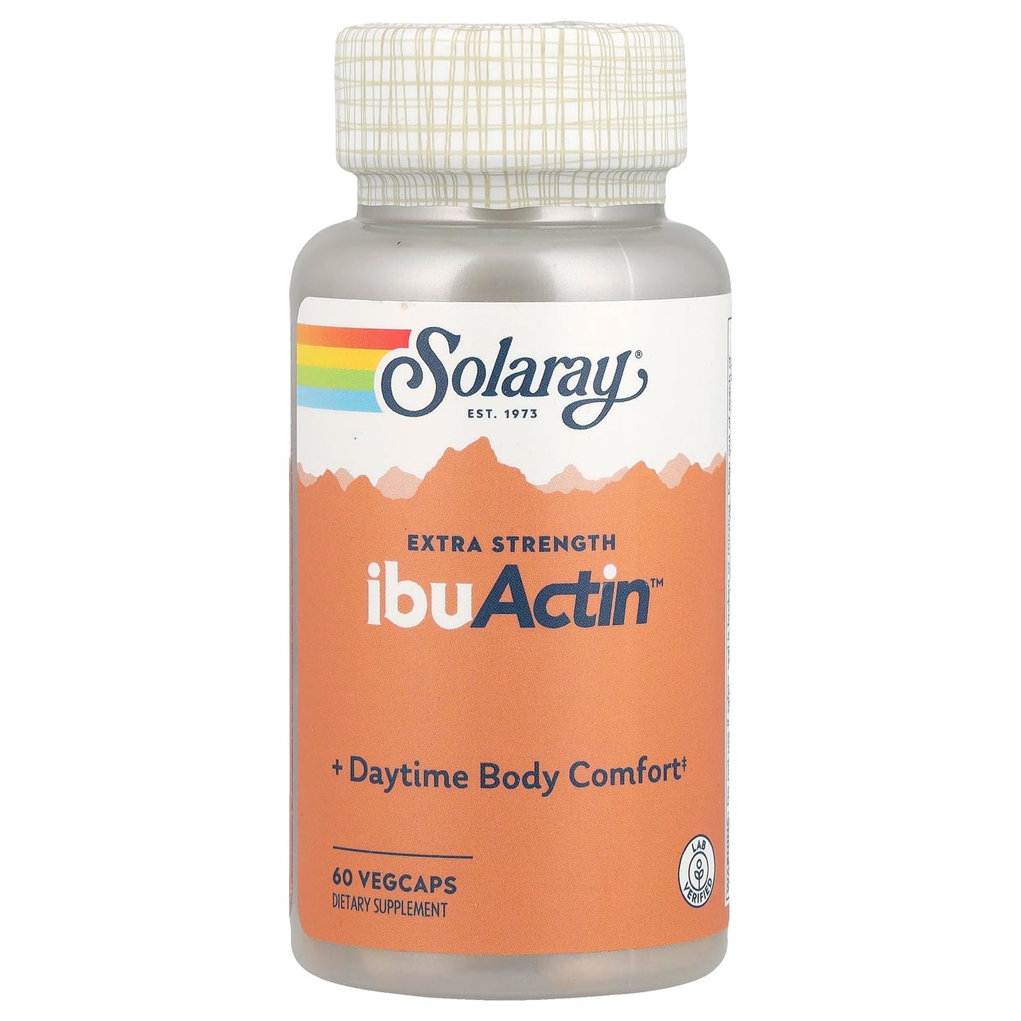 SOLARAY IbuActin Extra Strength Herbal Pain Support Supplement White Willow Bark, Bromelain, Turmeric & Ginger Daytime Joint & Muscle Comfort Capsules 60