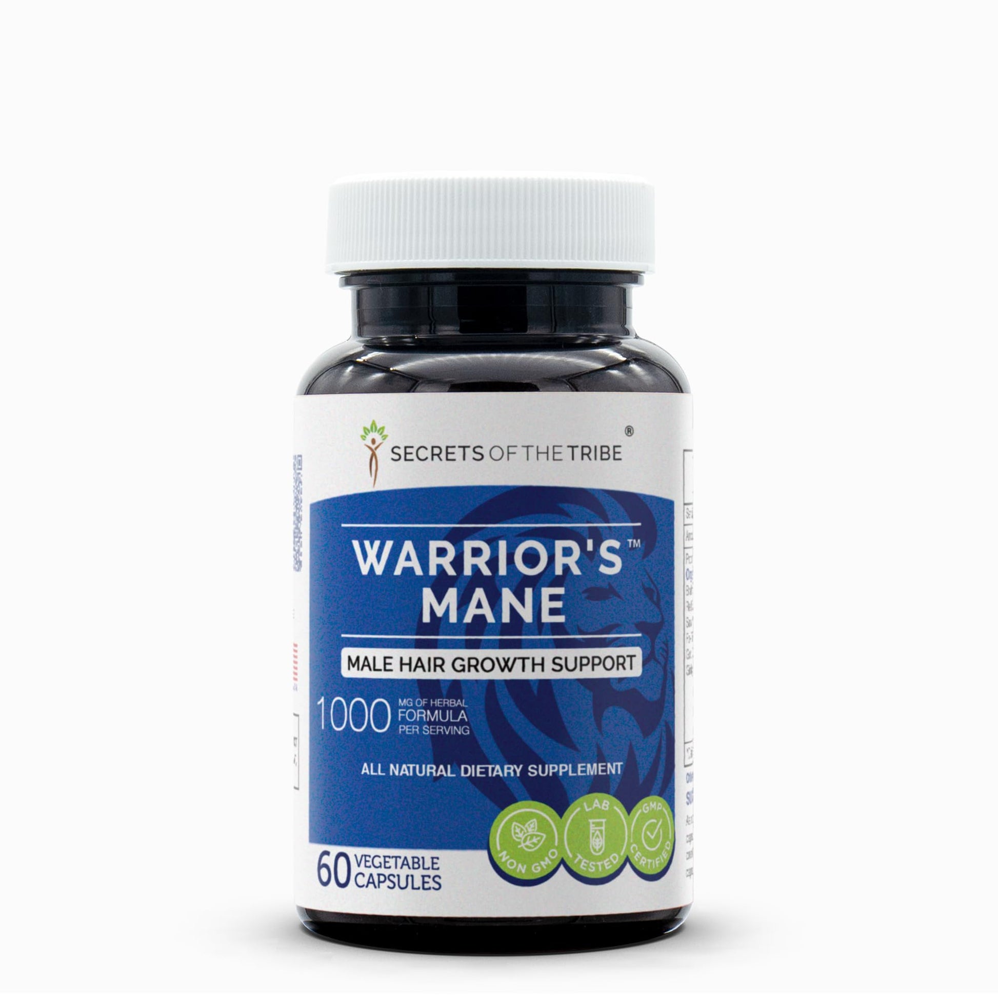 Secrets of the Tribe Warrior's Mane Hair Growth Support Herbal Supplement Blend Capsules 60