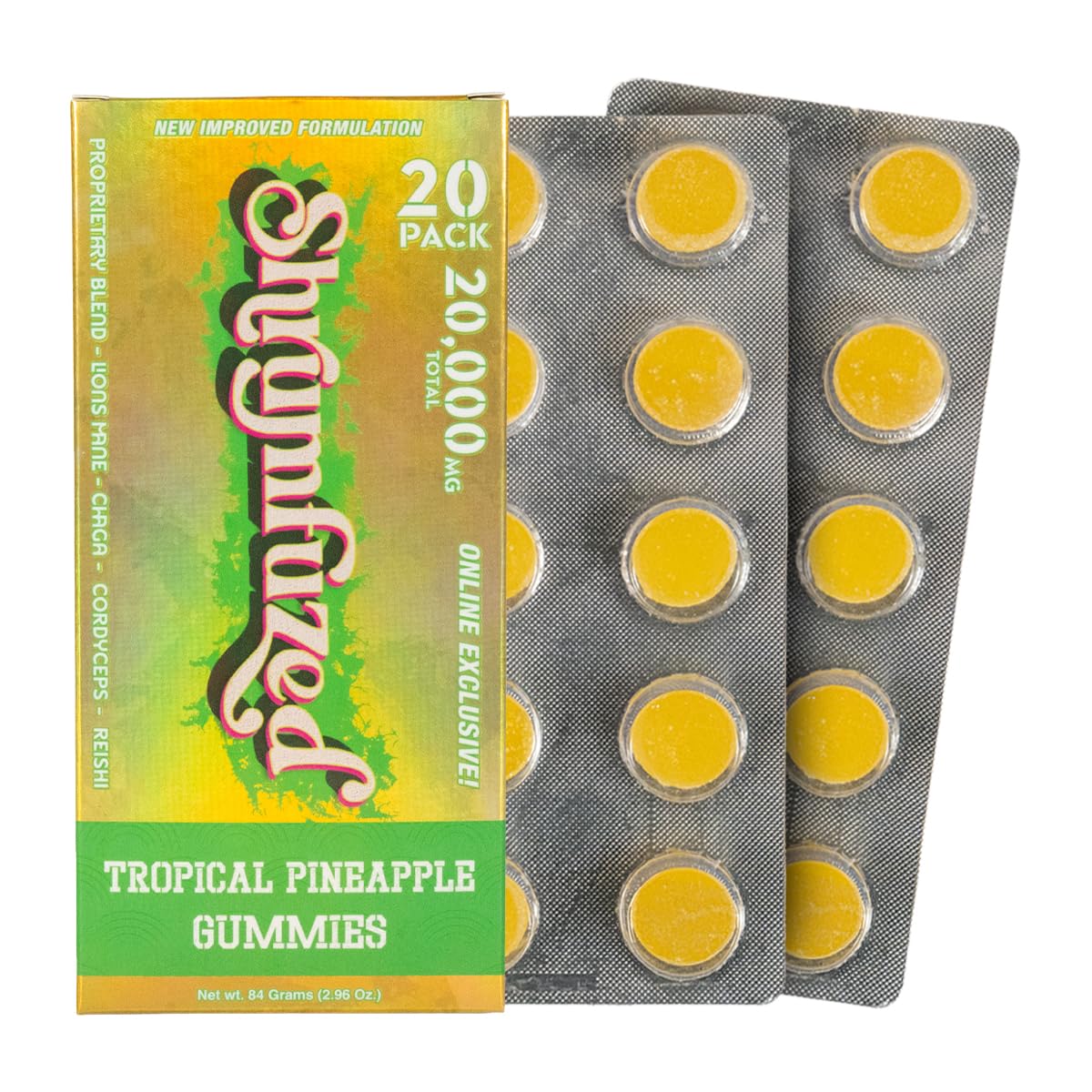 Shrumfuzed Proprietary Nootropic Gummy Lion's Mane, Reishi, Chaga, and Cordycep Nootropic Mushroom Blend, 20 Gummies