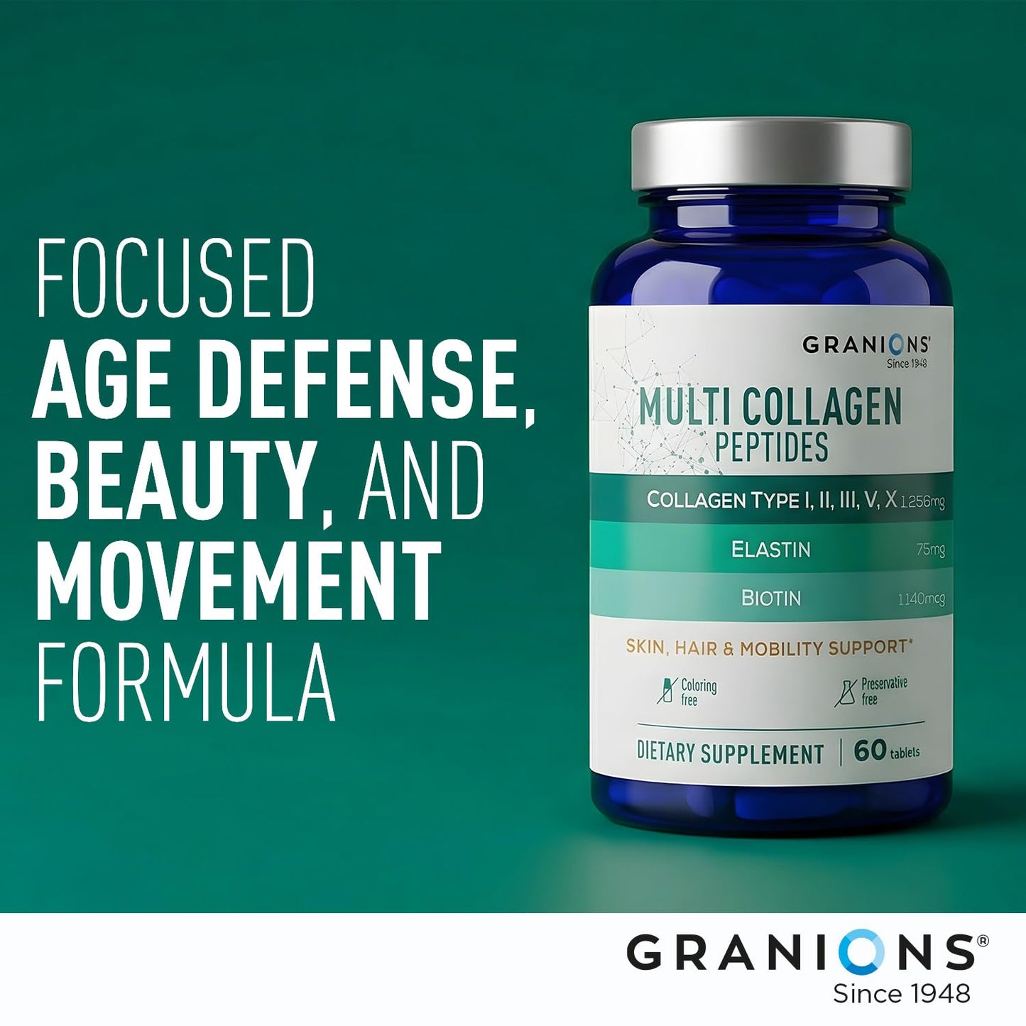 Granions Hydrolyzed Multi Collagen Peptides Tablet, 60 Tablets