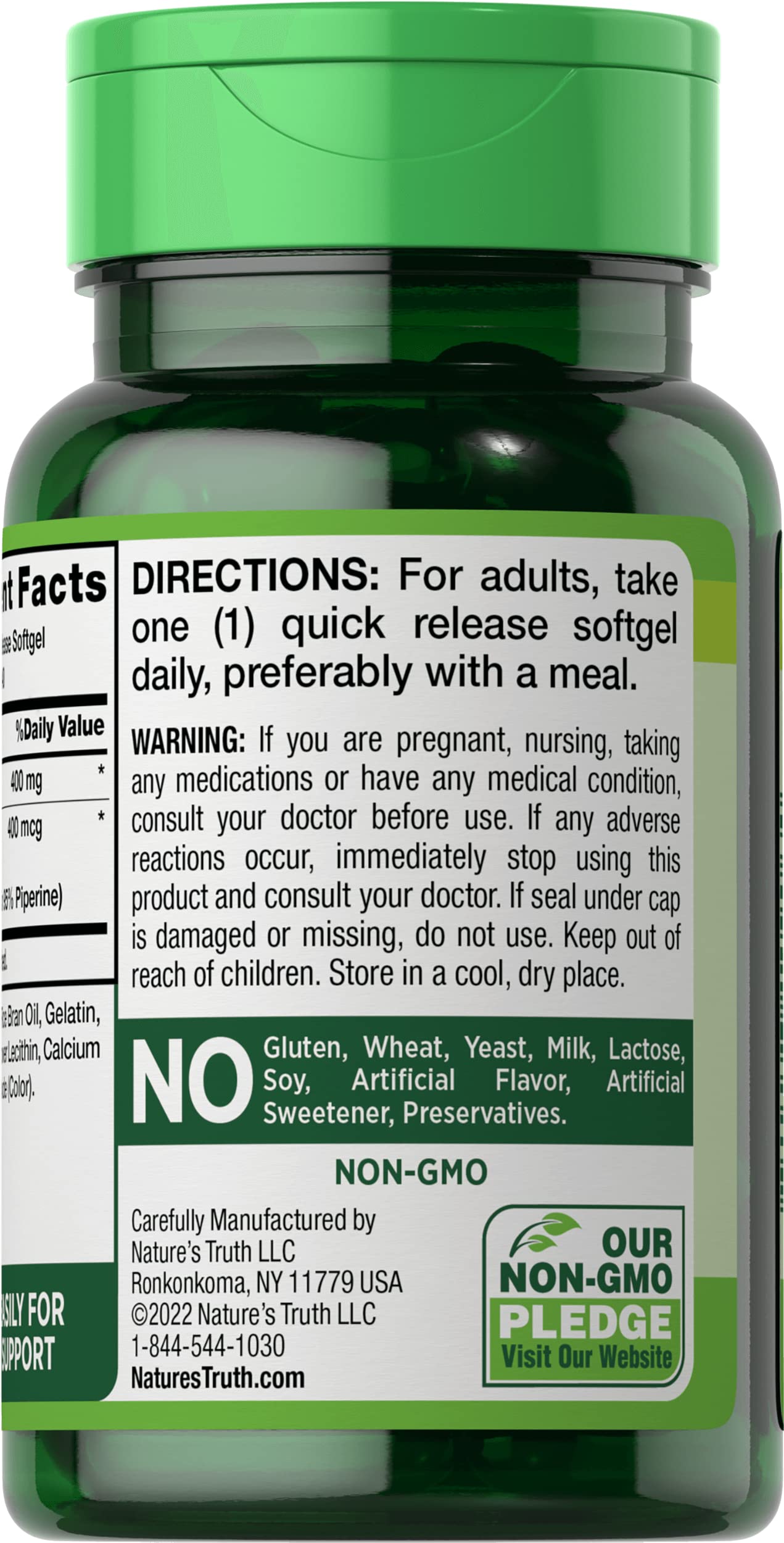Nature's Truth CoQ10 Plus Black Pepper Extract 400mg Soft Gels, 80 Count