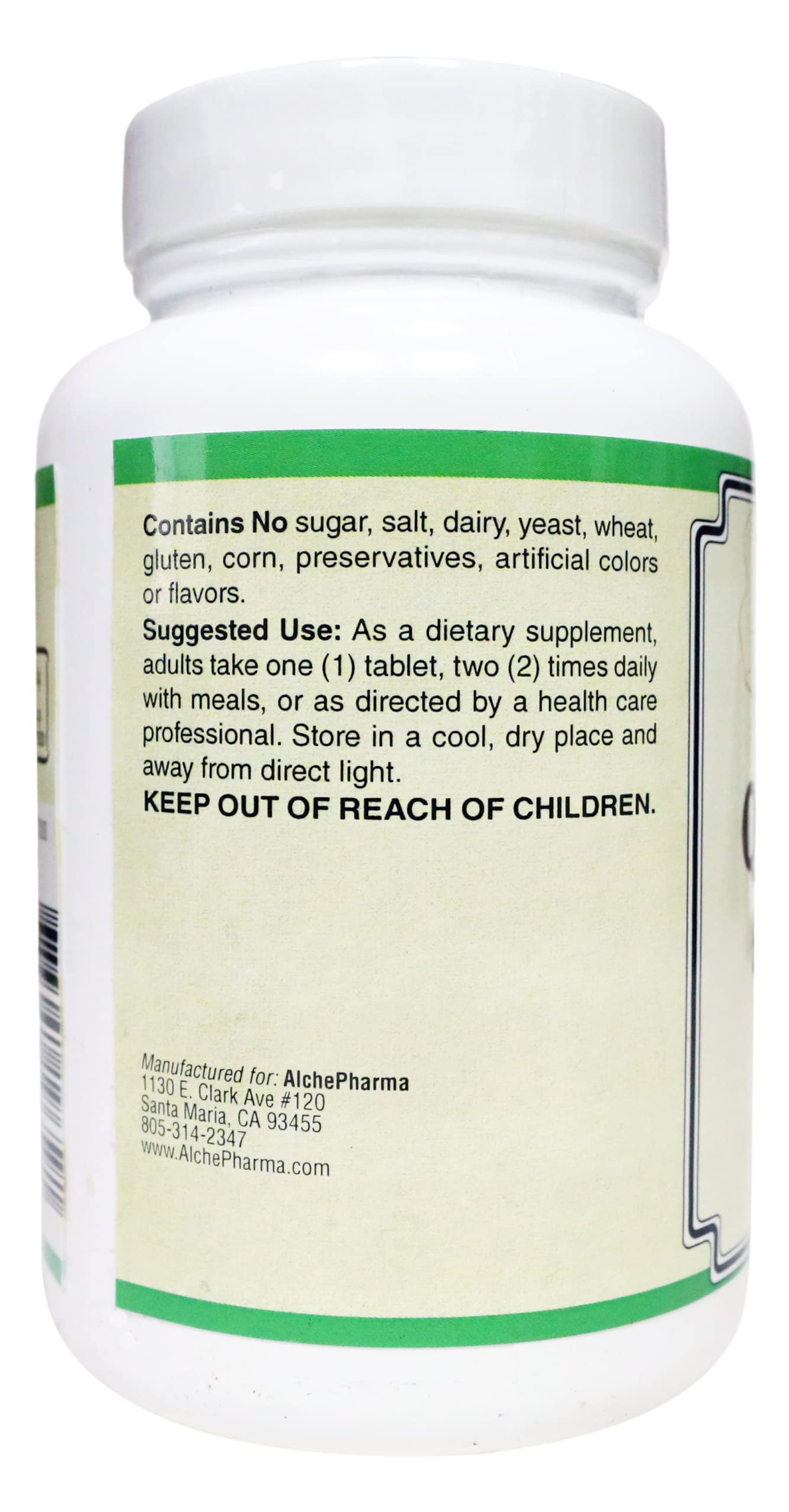 AlchePharma Quercetin 500 mg-Plus/Bioflavonoids, Manganese, Turmeric VIT. C and Bromelain 50 Tablets