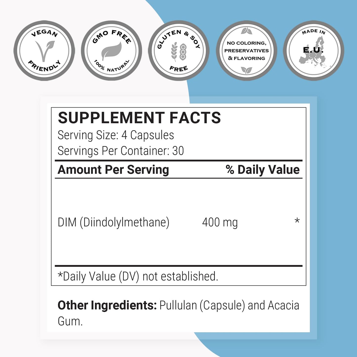 Supersmart DIM Supplement 400mg per Day (Diindolylmethane) 120 Capsules