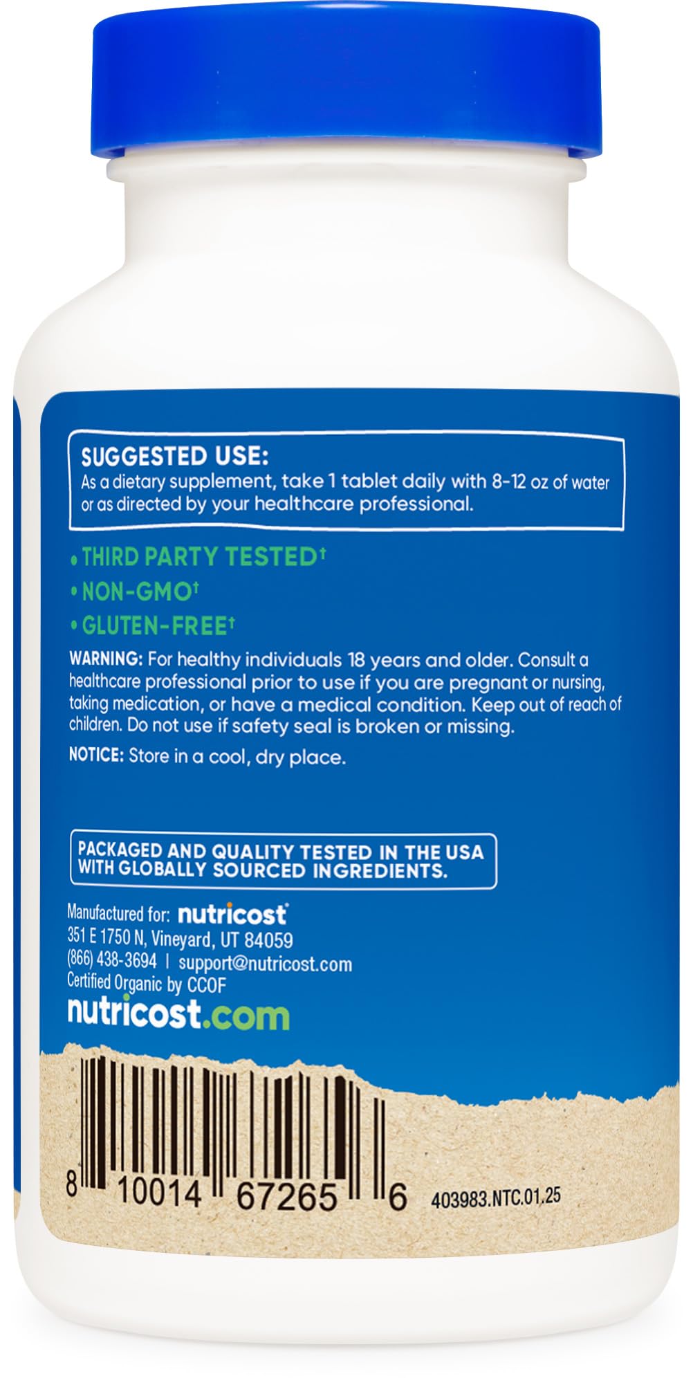 Nutricost Organic Chlorella 500mg 240 Tablets