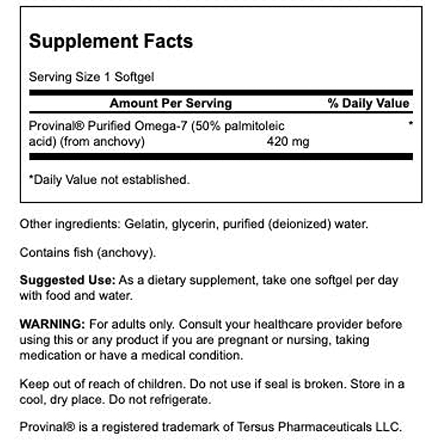 Swanson Provinal Purified Omega-7 420 mg Softgels 120