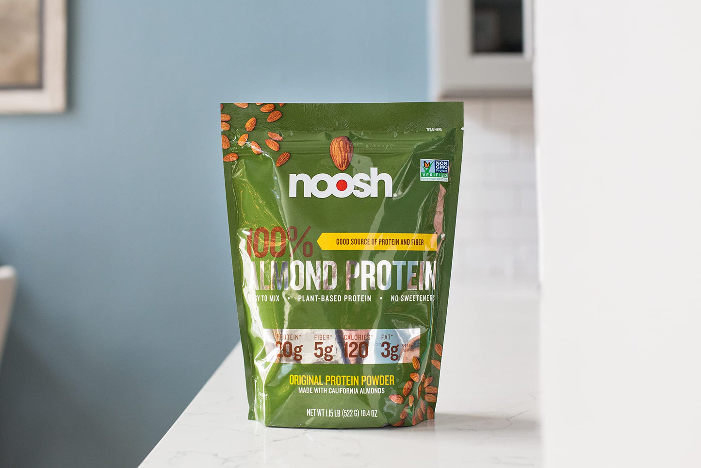NOOSH Plant Based Almond Protein Powder Unflavored 18.4 oz