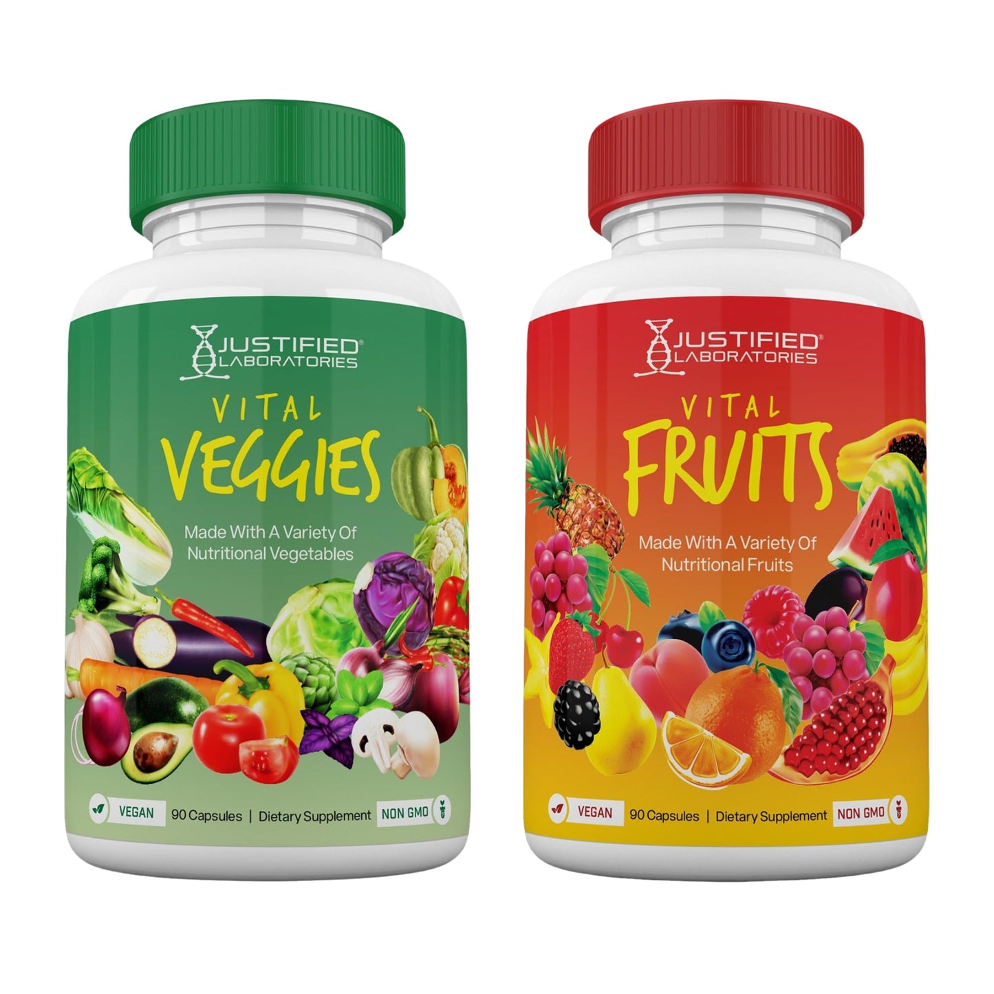 Justified Laboratories Superfoods Set - Vital Fruits & Vital Veggies Capsules, 180 Count
