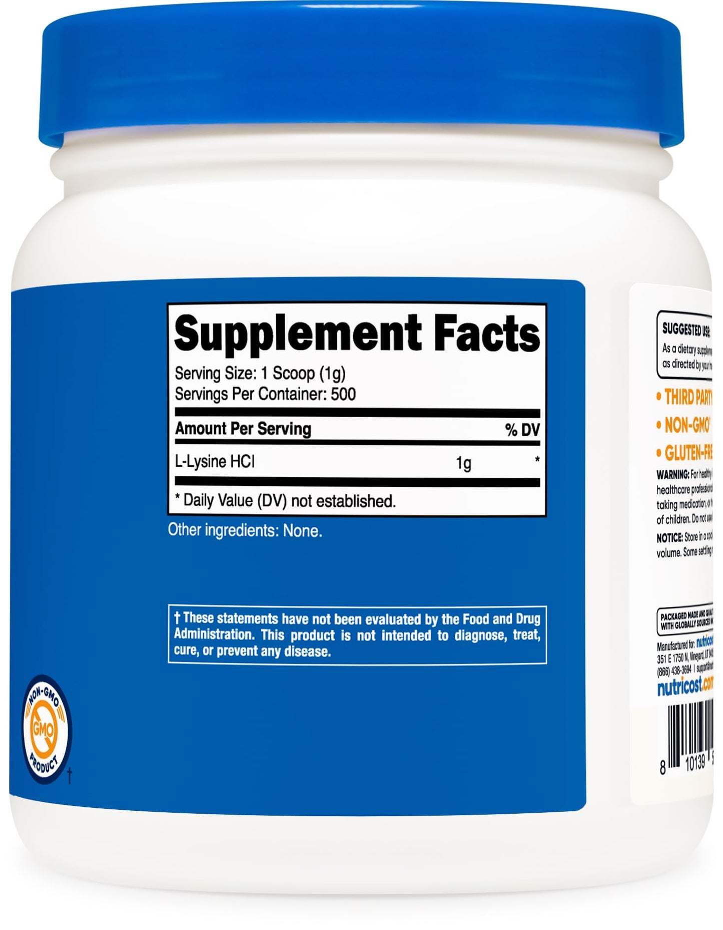Nutricost L-Lysine Powder 1.1 Pound
