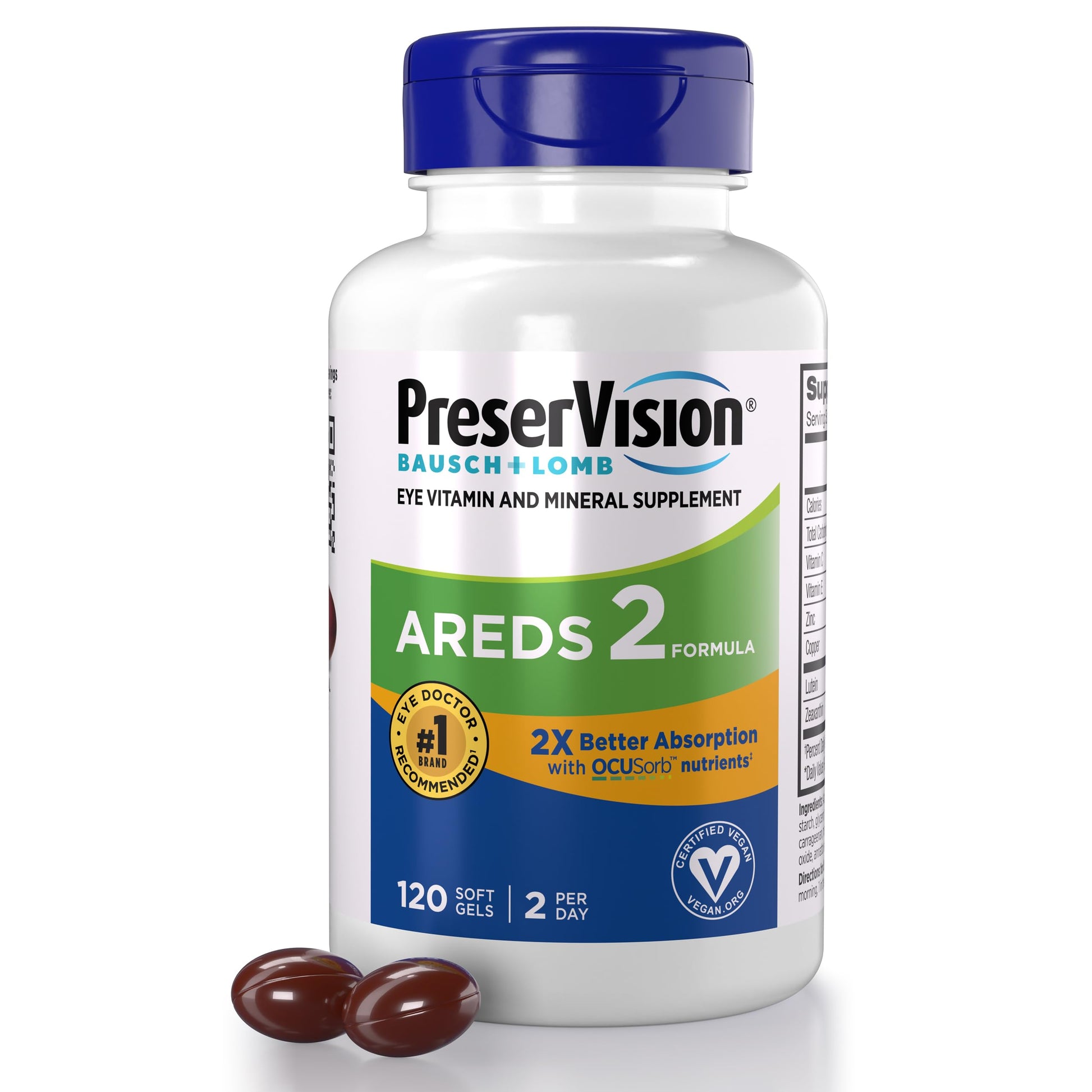PreserVision AREDS 2 Eye Vitamin & Mineral Supplement with OCUSorb Soft Gels 120 Count