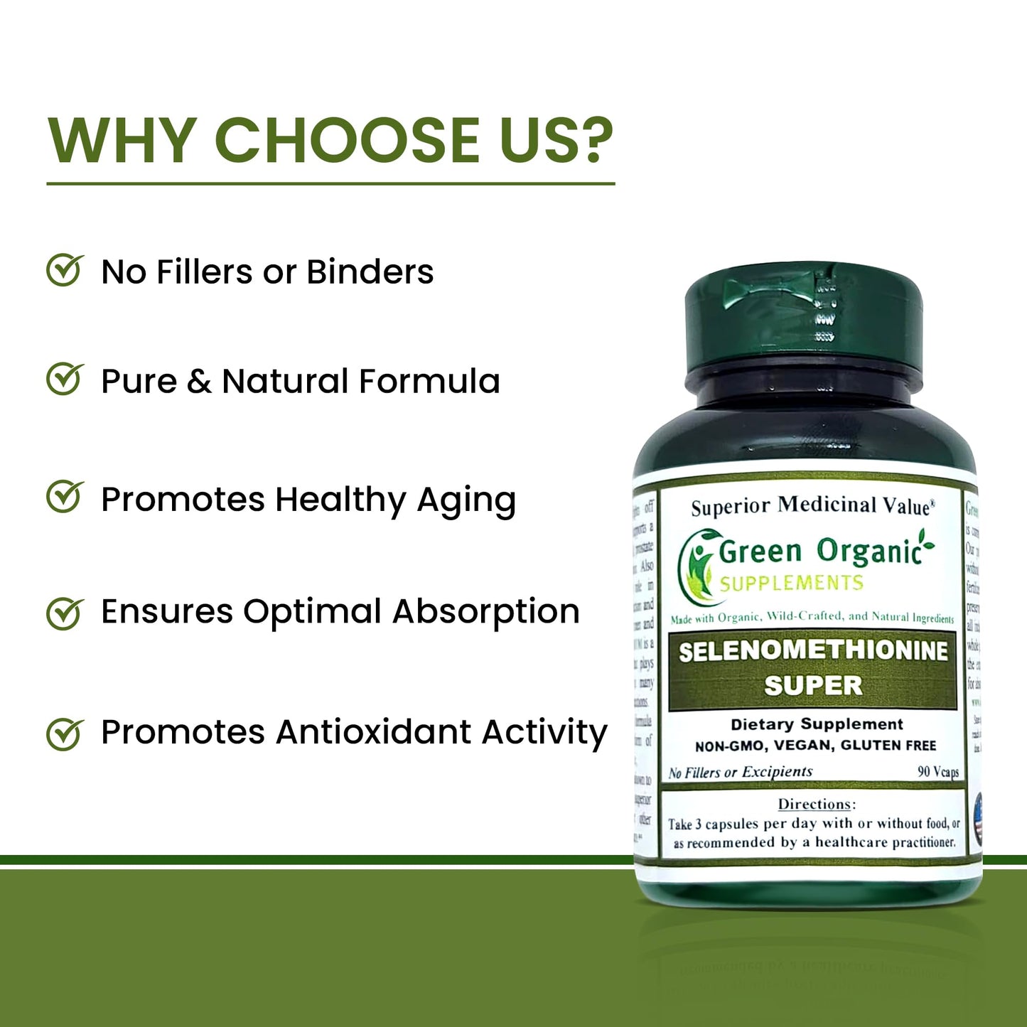 Green Organic Supplements Selenium Seleno-Methionine Capsule 1 Count