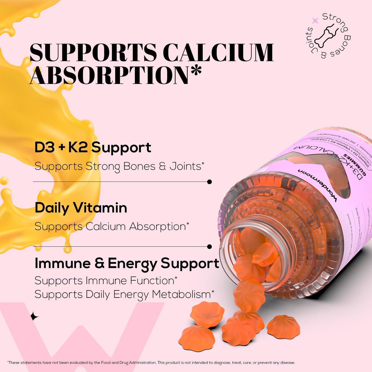 Wondermoon Vitamin D3 K2 for Women 60 Gummies