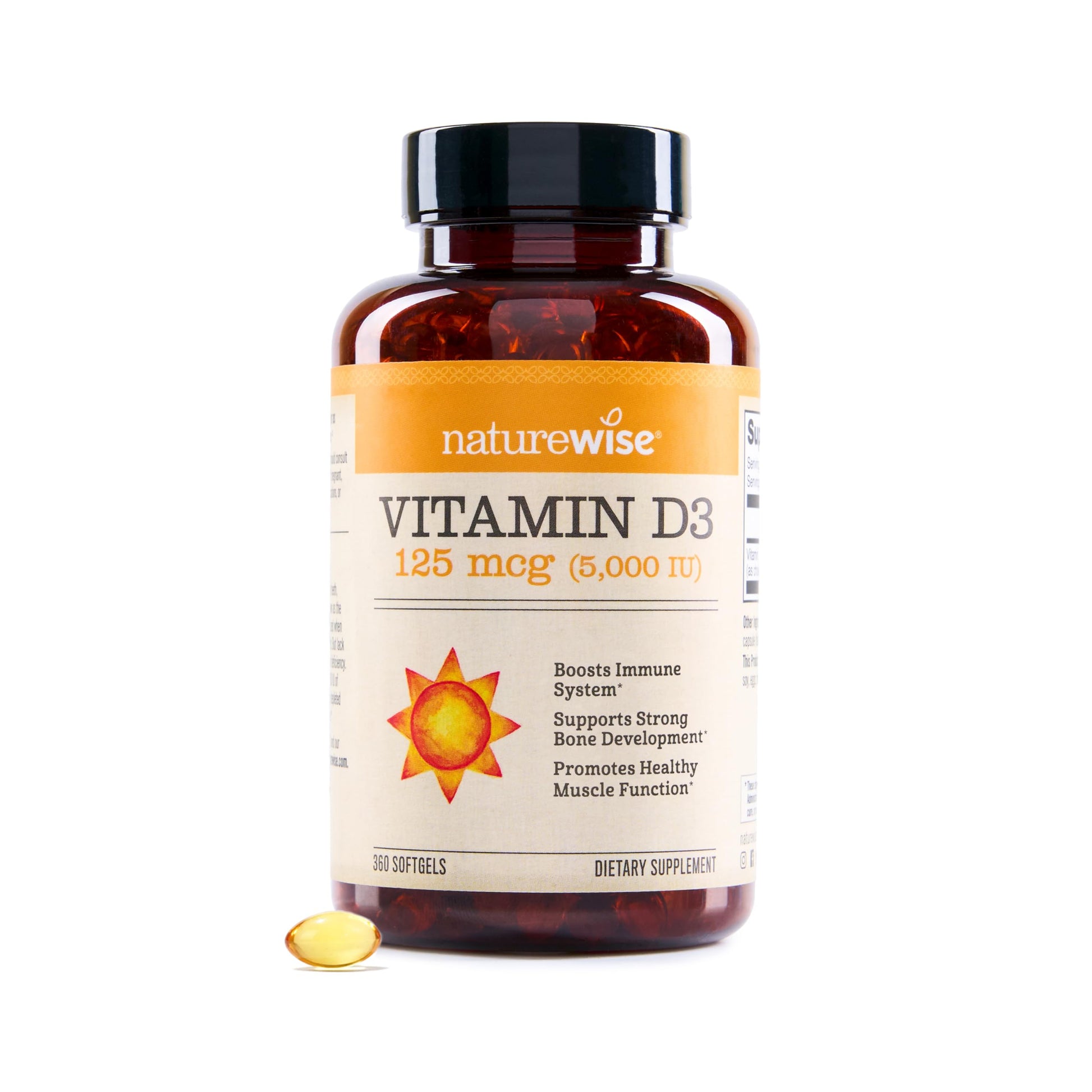NatureWise Vitamin D3 5000iu (125 mcg) Softgels, 360 Count