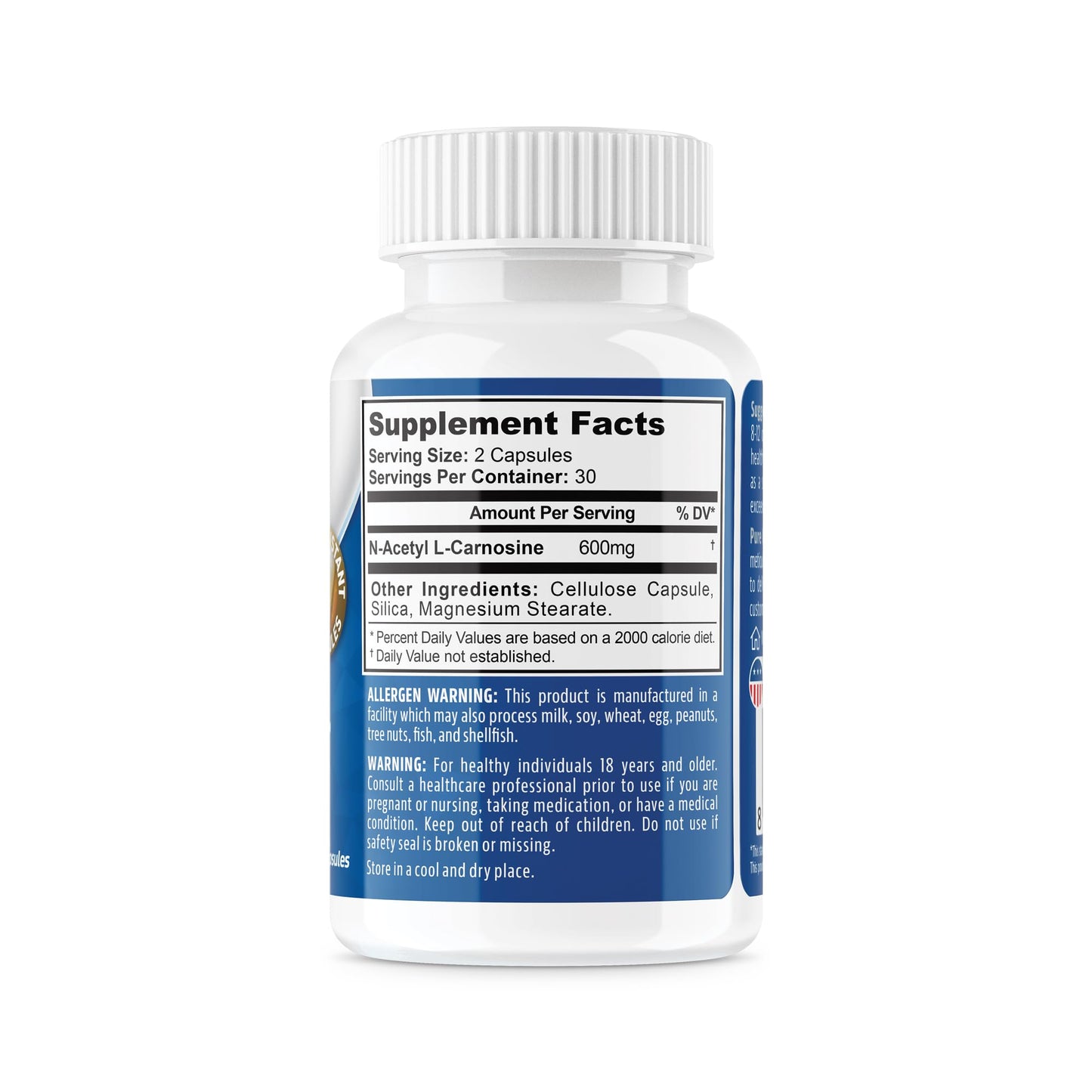NeuropAWAY N-Acetyl-L-Carnosine 600mg Capsules, 60 Count