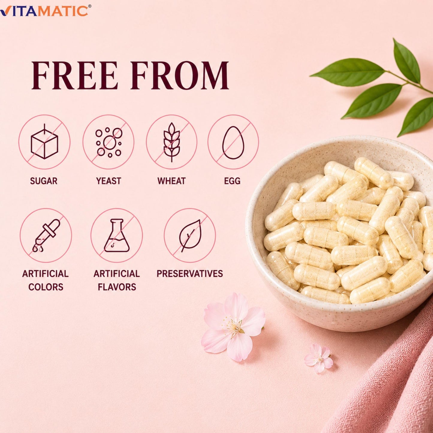 Vitamatic Lactobacillus Crispatus 10 Billion CFU with XOS Prebiotic, Delayed-Release Probiotic Capsules, 60 Capsules