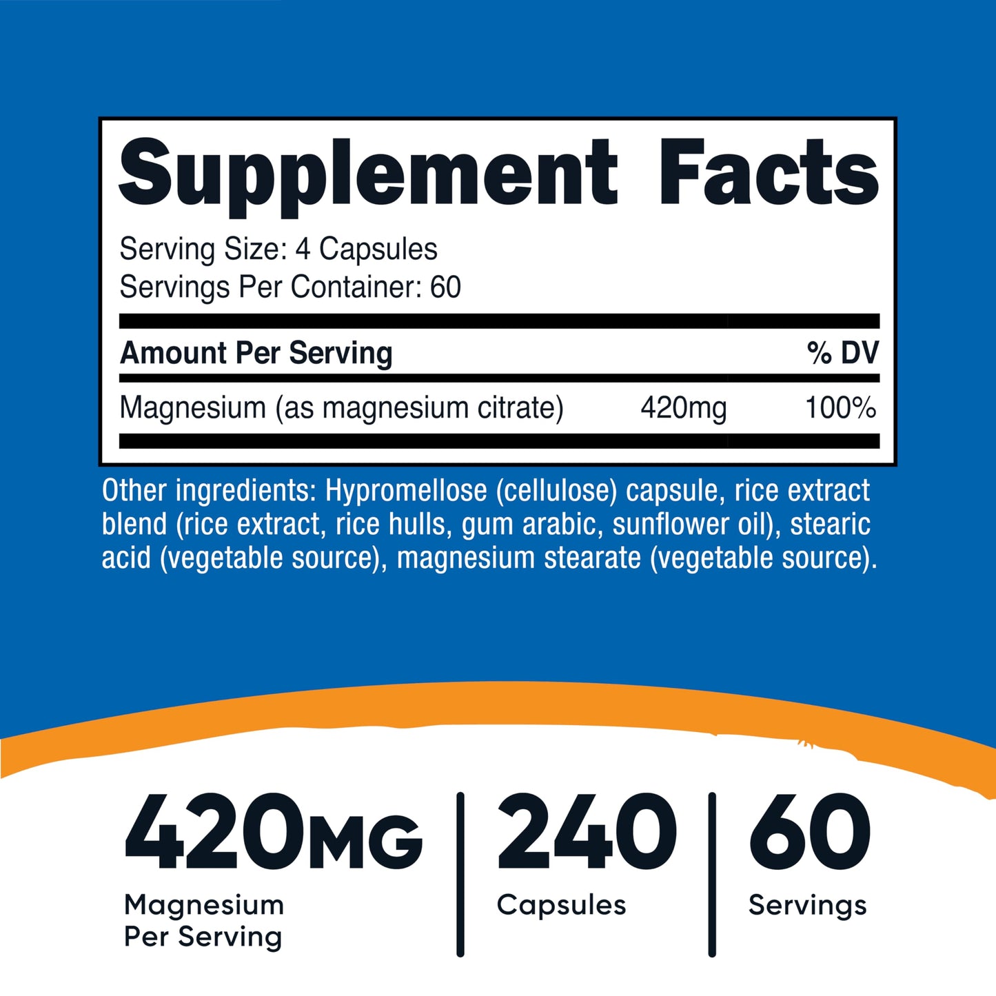 Nutricost Magnesium Citrate 420mg Capsules, 480 Capsules