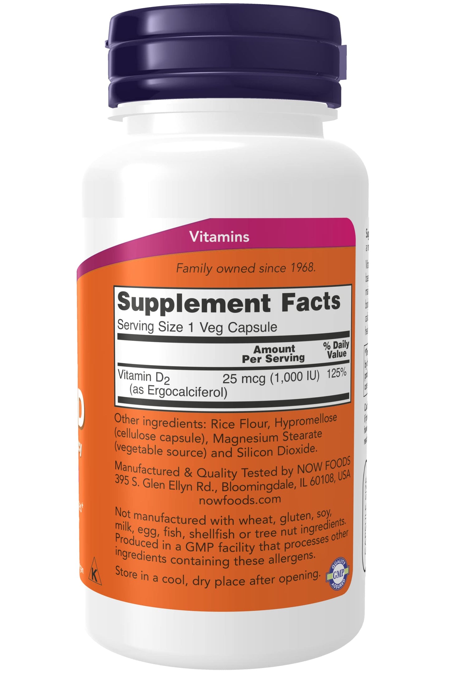 NOW Foods Vitamin D-2 1000 IU High Potency Capsules, 360 Capsules