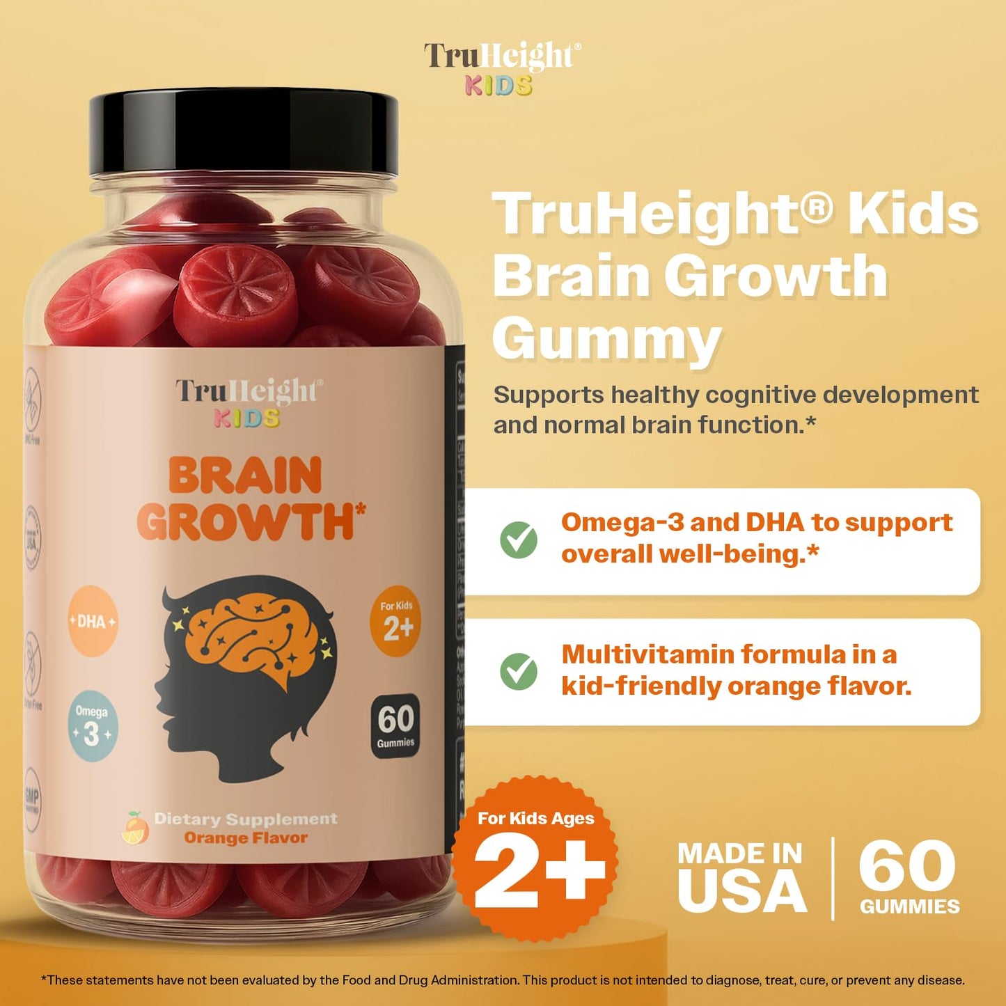 TruHeight Kids Brain Growth Gummies 60 Count