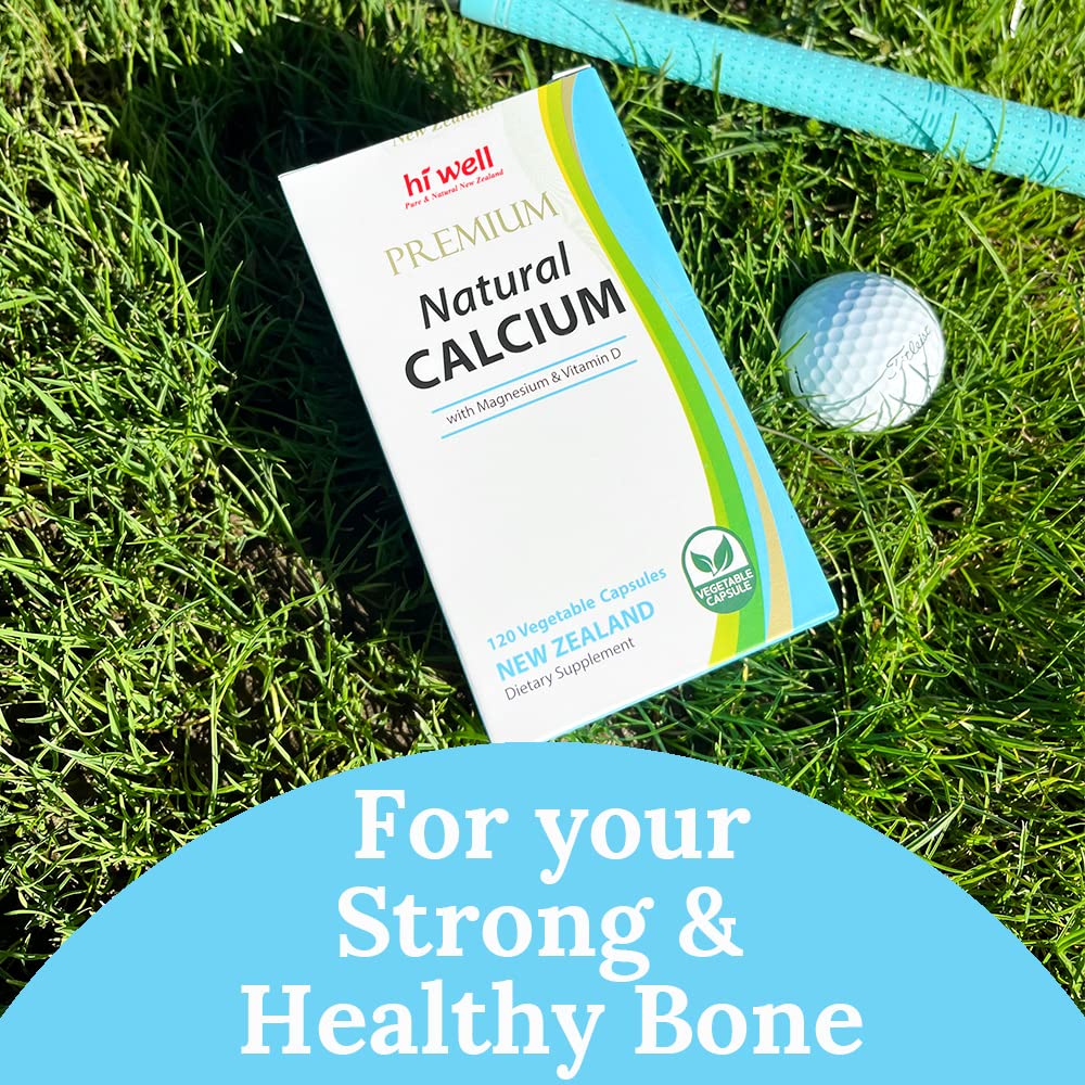 Hi Well Pure & Natural New Zealand Premium Natural Calcium with Magnesium & Vitamin D 120 Capsules