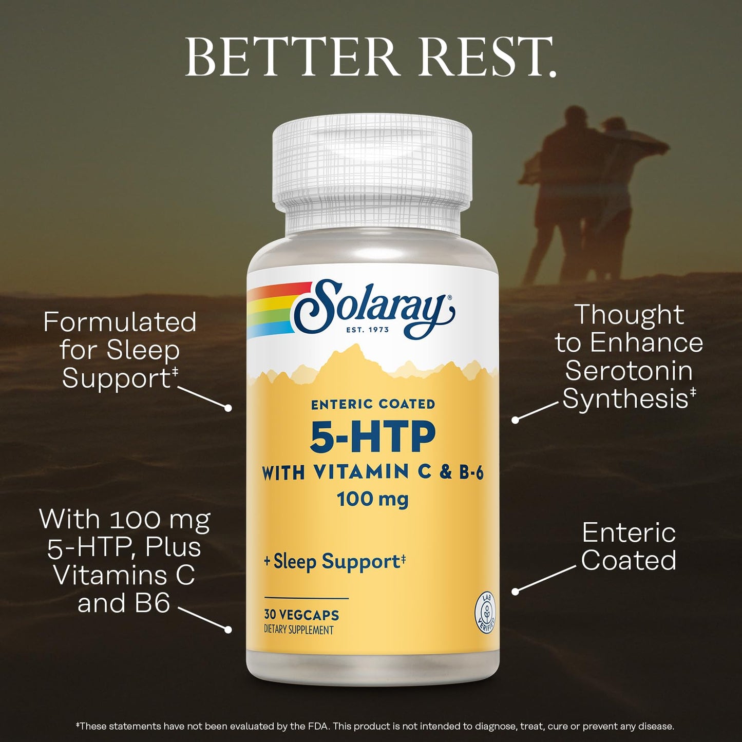Solaray 5-HTP 100mg with Vitamin C and Vitamin B6, 30 Capsules