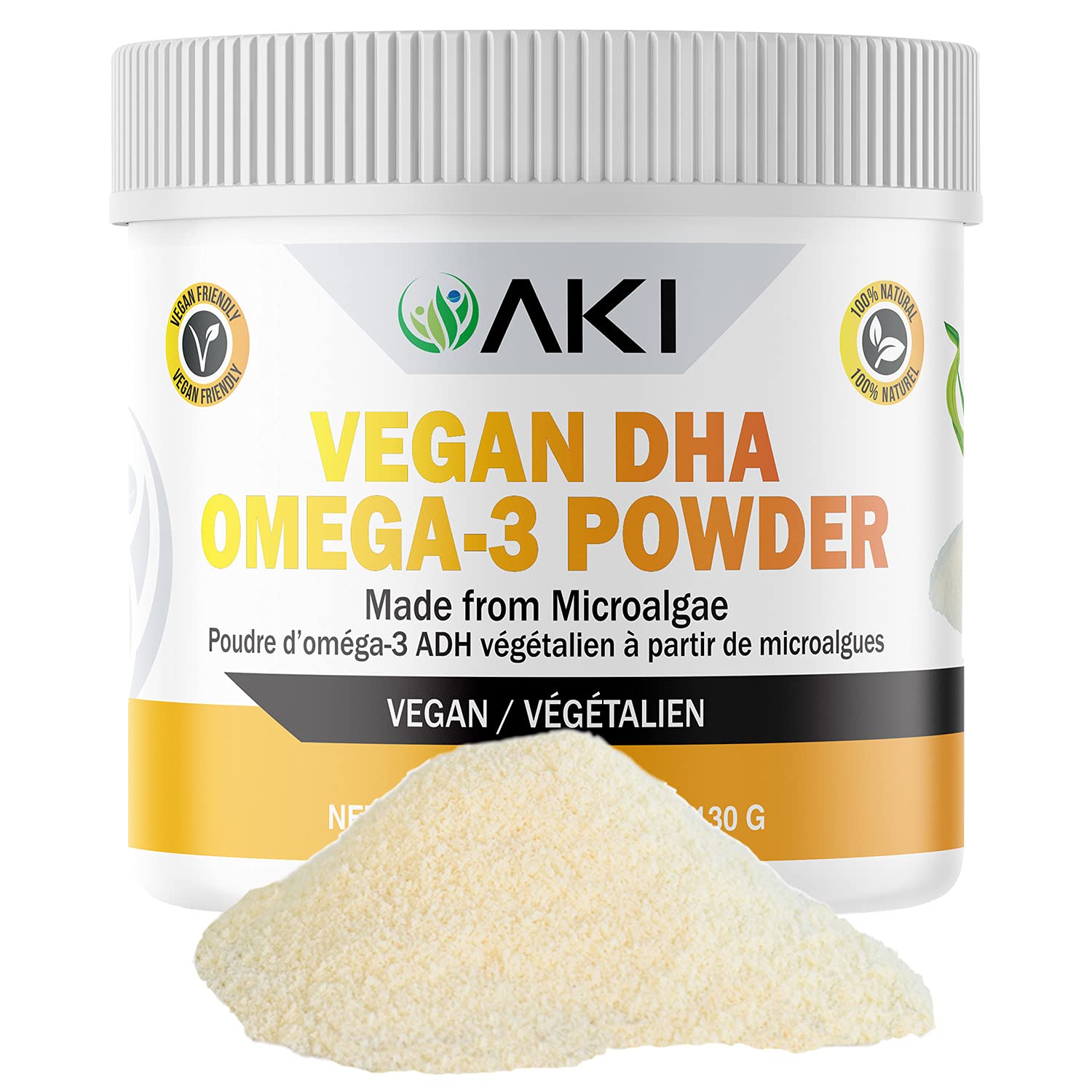 AKI ORGANIC Omega 3 DHA Micro Algae Powder, 4.6 Ounce