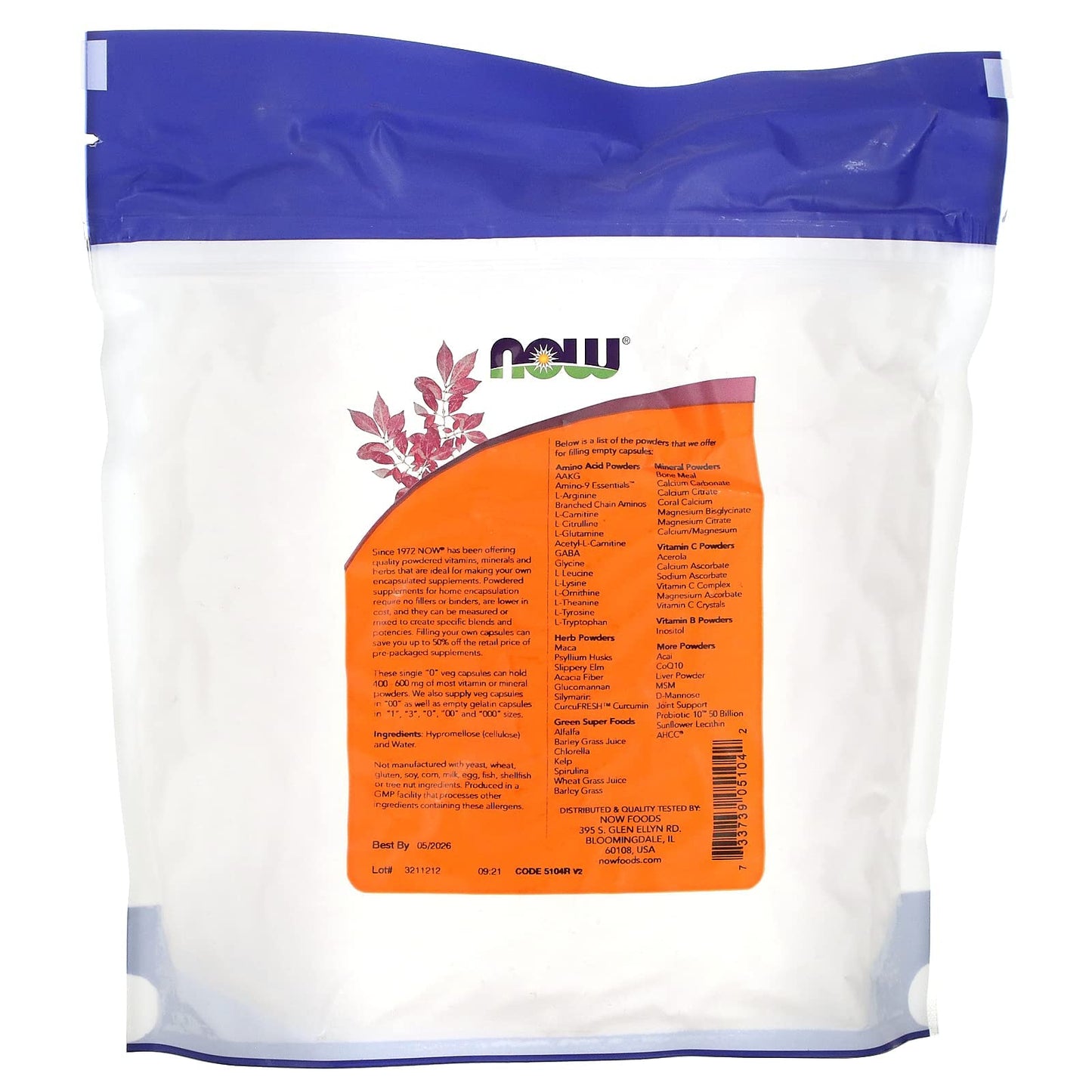 NOW Foods Vegetable Size 0 Non-Gelatin Capsules 1000