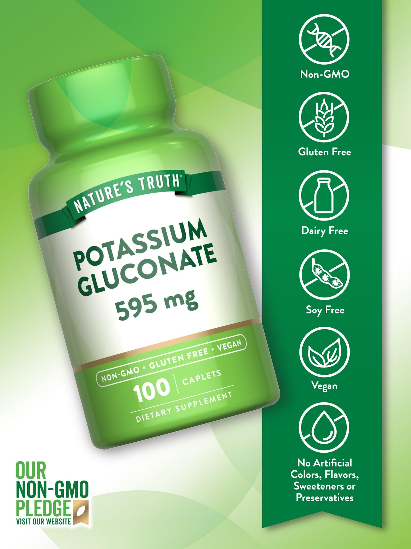 Nature's Truth Potassium Gluconate Caplets 100 Count