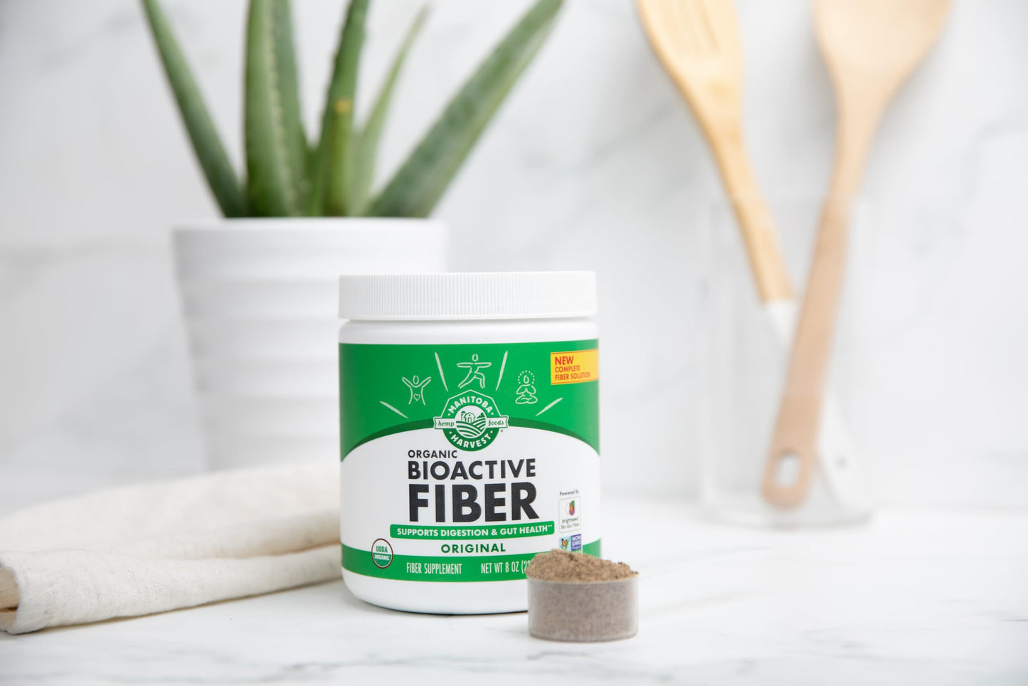 Manitoba Harvest Organic BioActive Fiber Supplement with 6g Fiber per Serving, Digestive Hemp & Psyllium Husk Powder, 8 oz