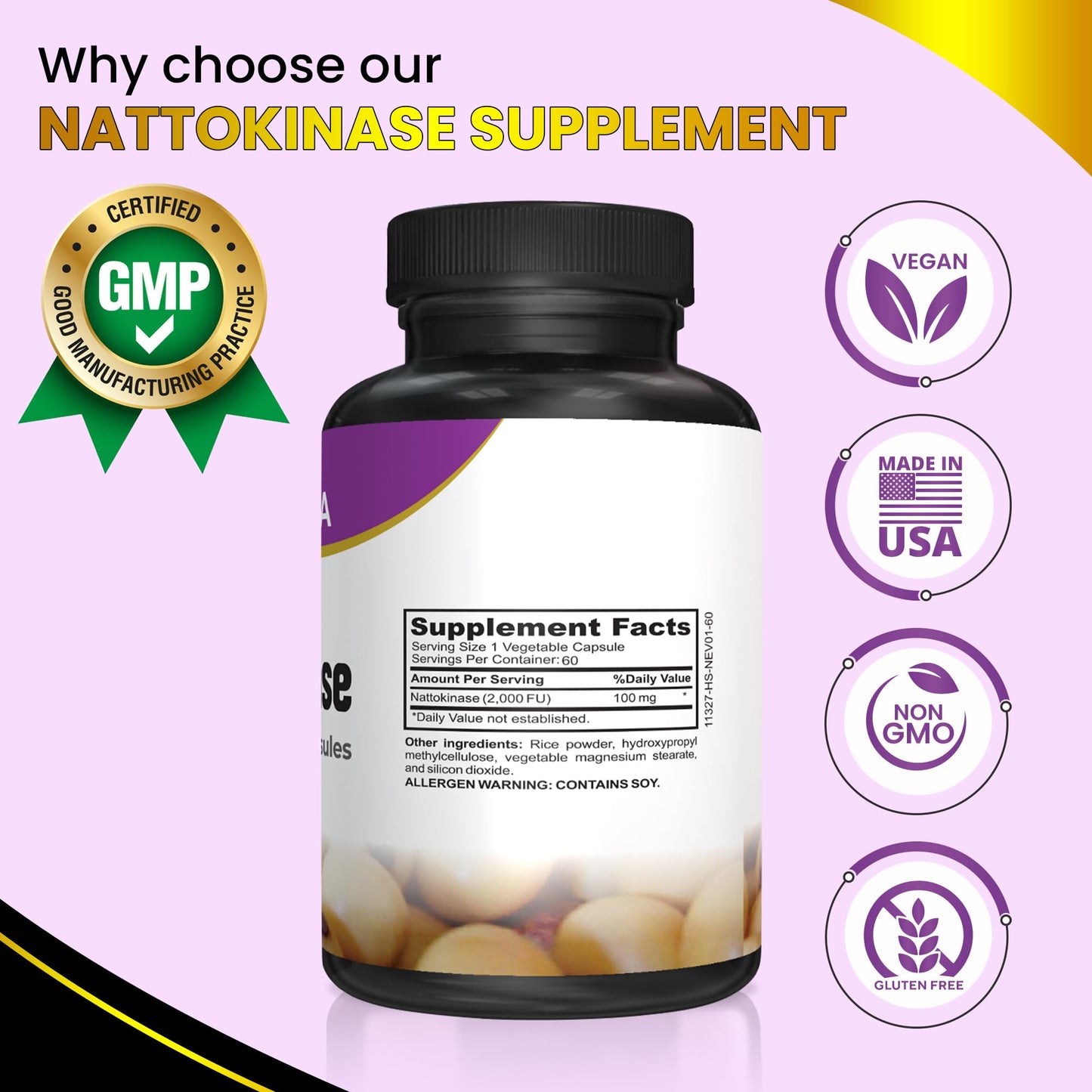 ZOZYLA Nattokinase Supplement 2,000 FU, 60 Capsules