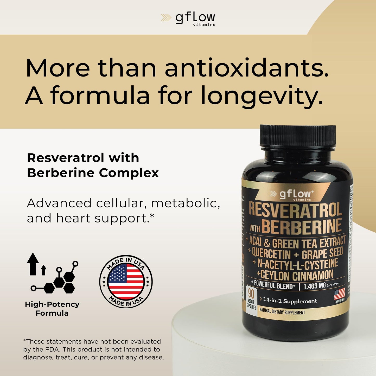 gflow vitamins Resveratrol Supplement Capsules, 90 Count