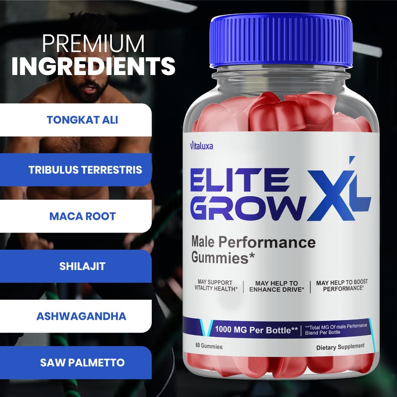 Vitaluxa Elite Grow XL Gummies 60 Count