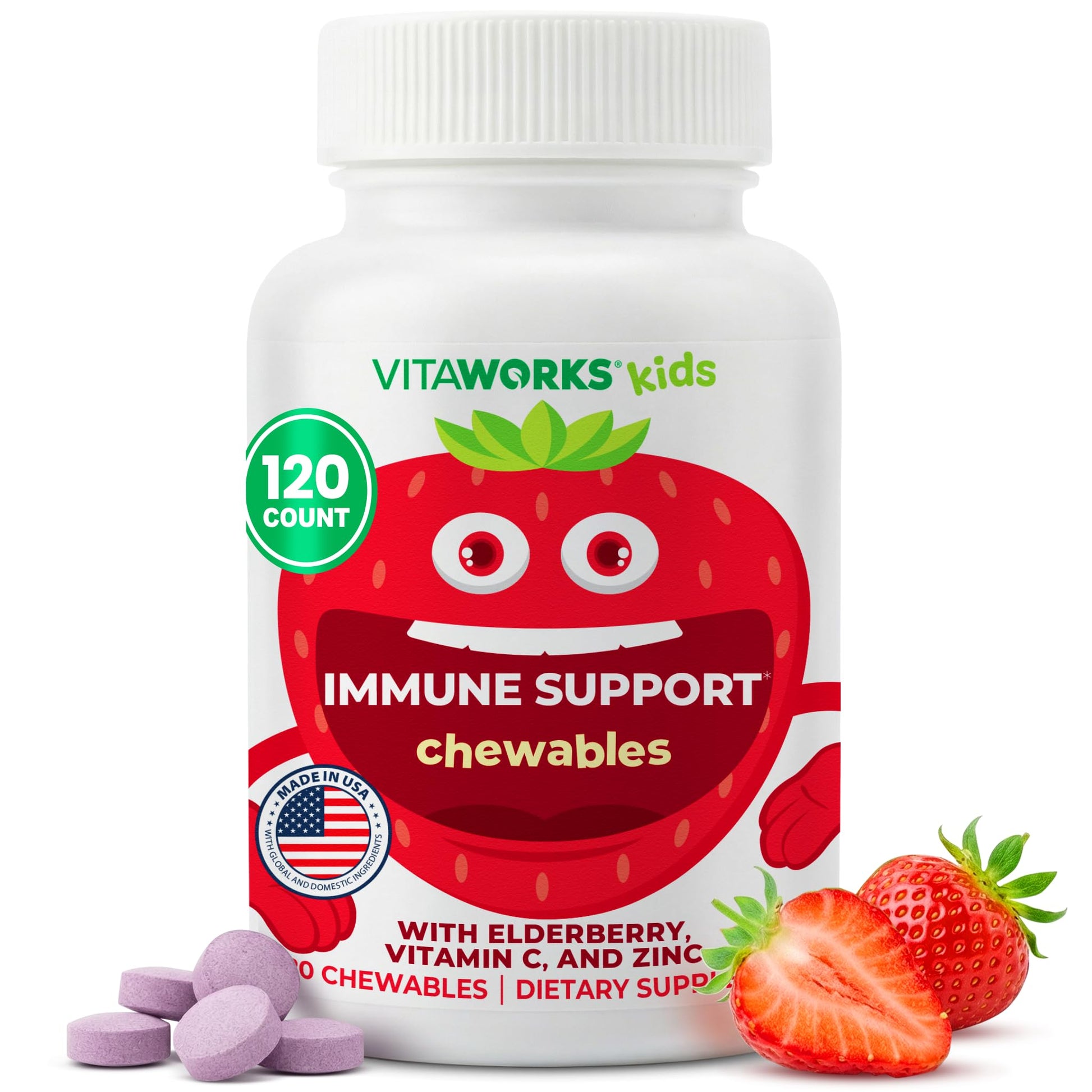 VitaWorks Kids Elderberry with Zinc and Vitamin C Immune Support Chewable 120 Chewables
