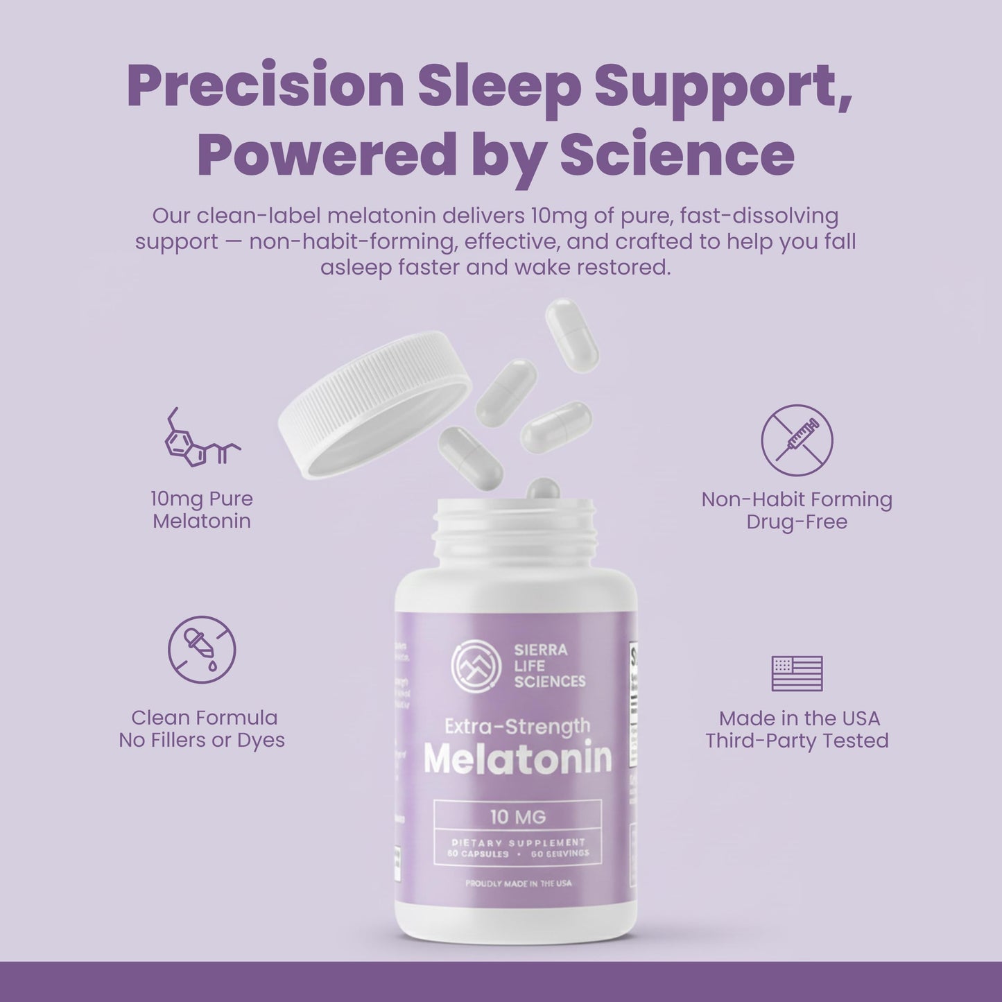 SIERRA LIFE SCIENCES Melatonin Supplement Capsules 60 Count