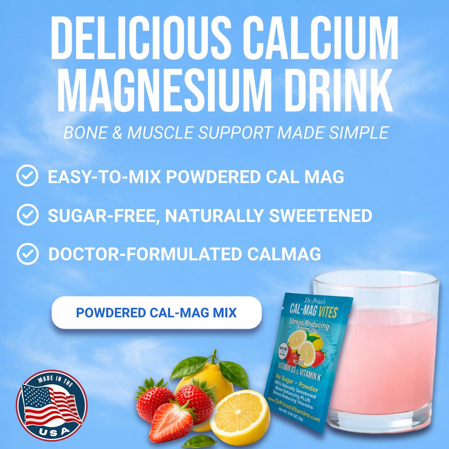 Dr. Price's Vitamins Cal Mag Supplement Powder, 3.17 Ounce